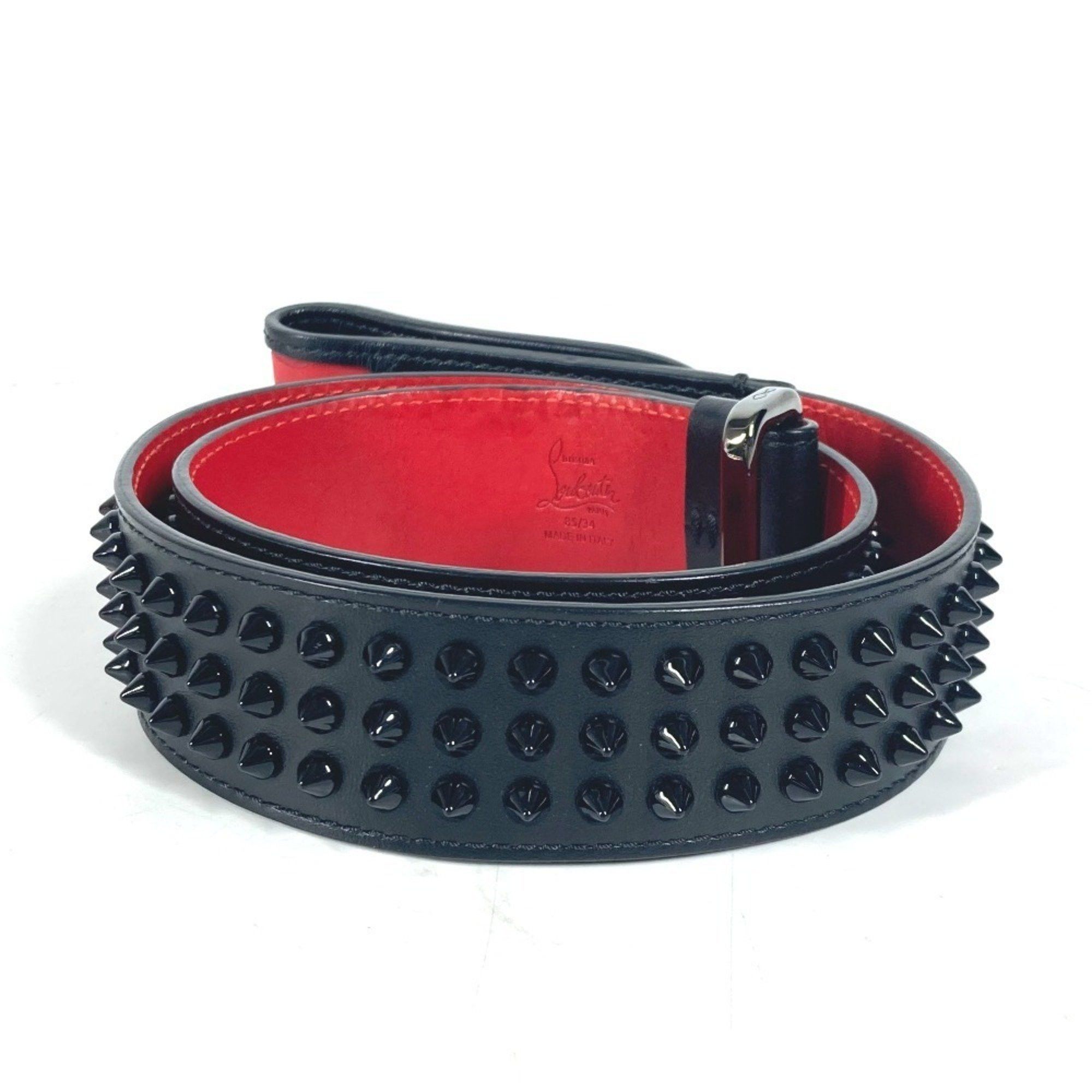 Christian Louboutin Christian Louboutin Studded Logo Belt Leather Men's Women's Black Size ONE SIZE - 2 Thumbnail