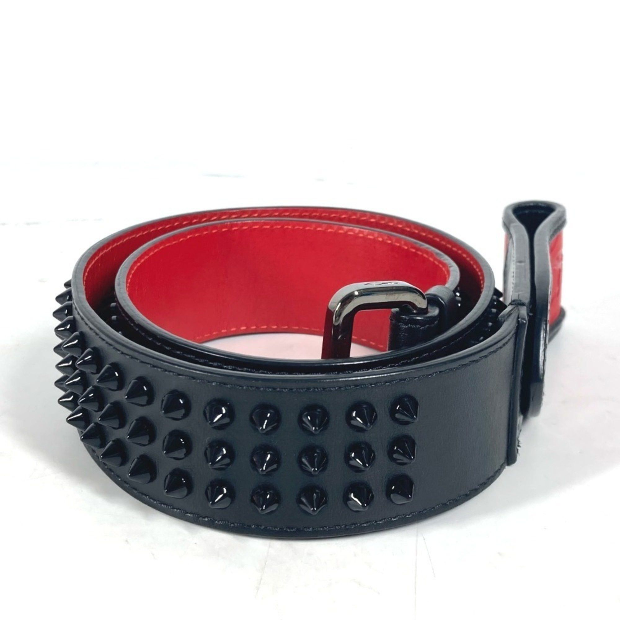 Christian Louboutin Christian Louboutin Studded Logo Belt Leather Men's Women's Black Size ONE SIZE - 3 Thumbnail