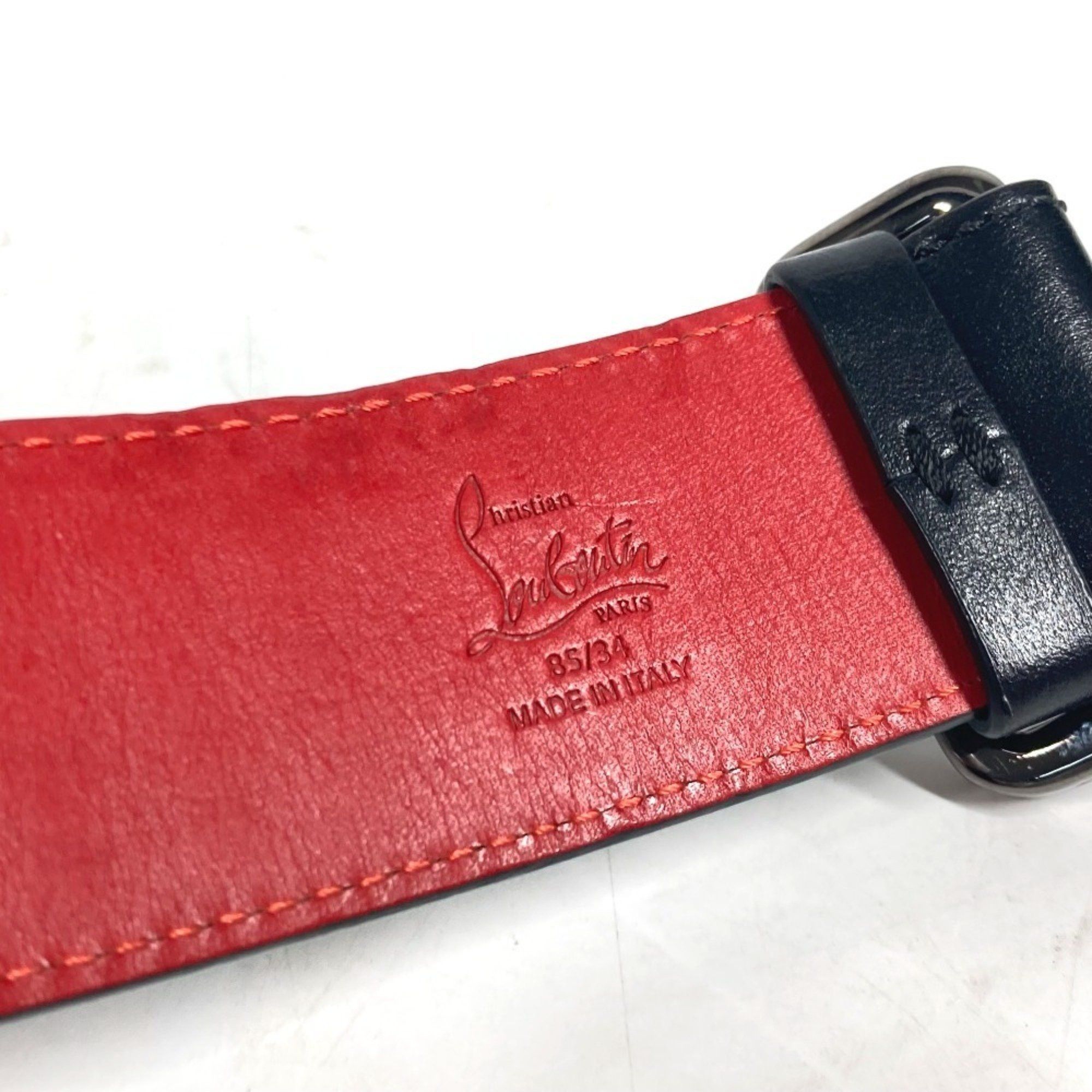 Christian Louboutin Christian Louboutin Studded Logo Belt Leather Men's Women's Black Size ONE SIZE - 8 Thumbnail
