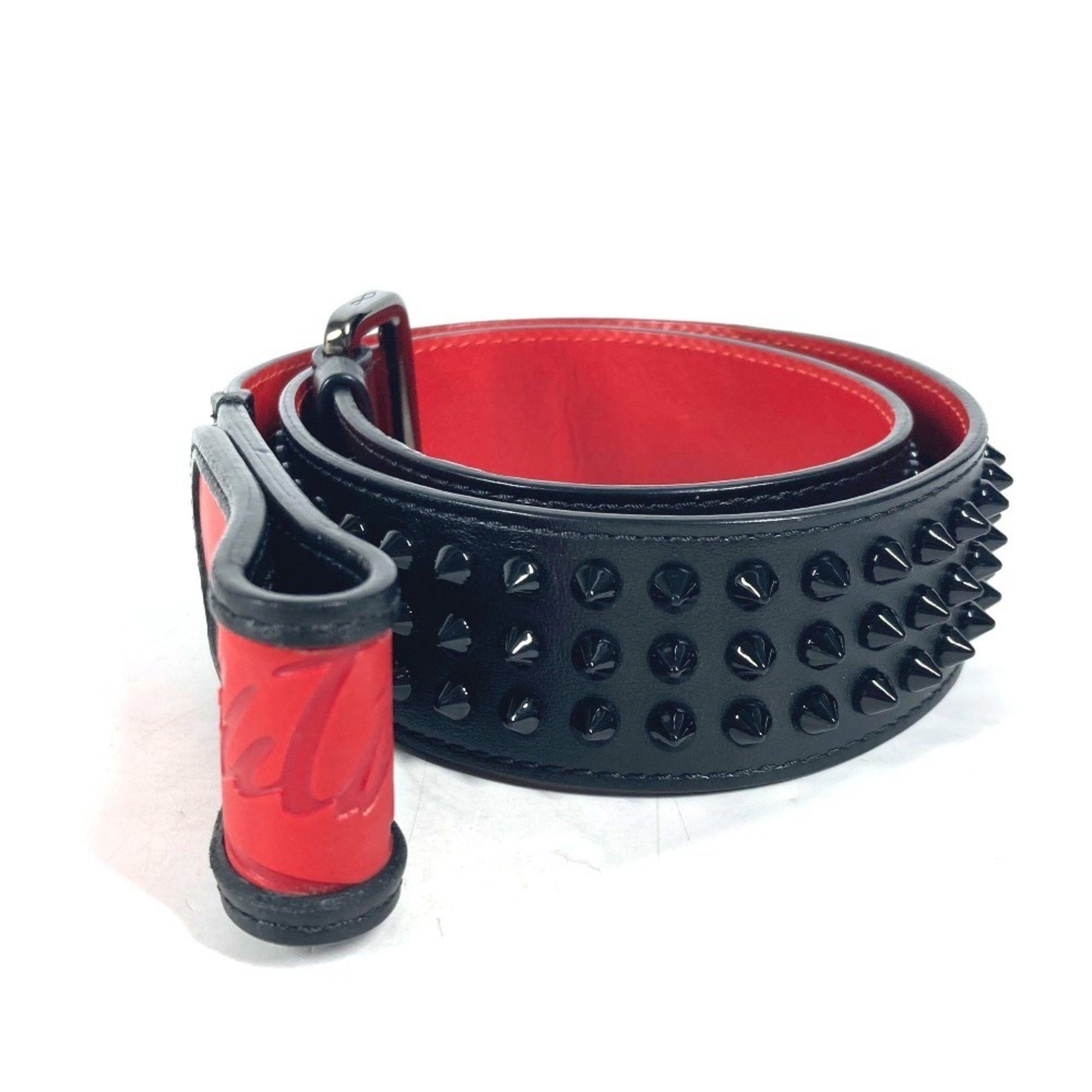 Christian Louboutin Christian Louboutin Studded Logo Belt Leather Men's Women's Black Size ONE SIZE - 4 Thumbnail
