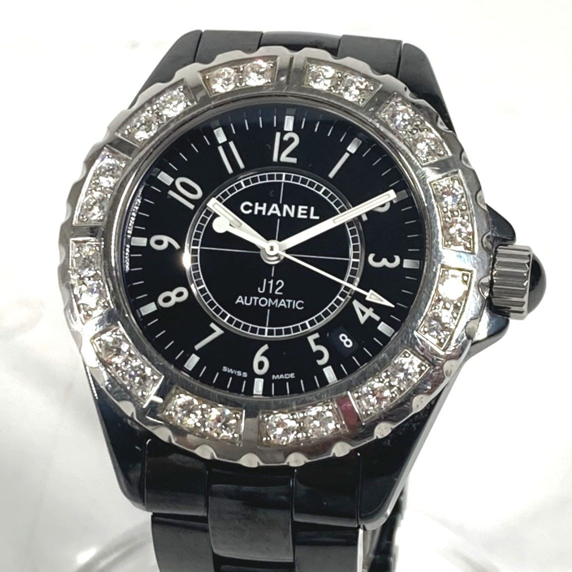 Chanel CHANEL H1174 J12 Diamond Bezel Watch Men's Ceramic SS Black Size ONE SIZE - 2 Thumbnail