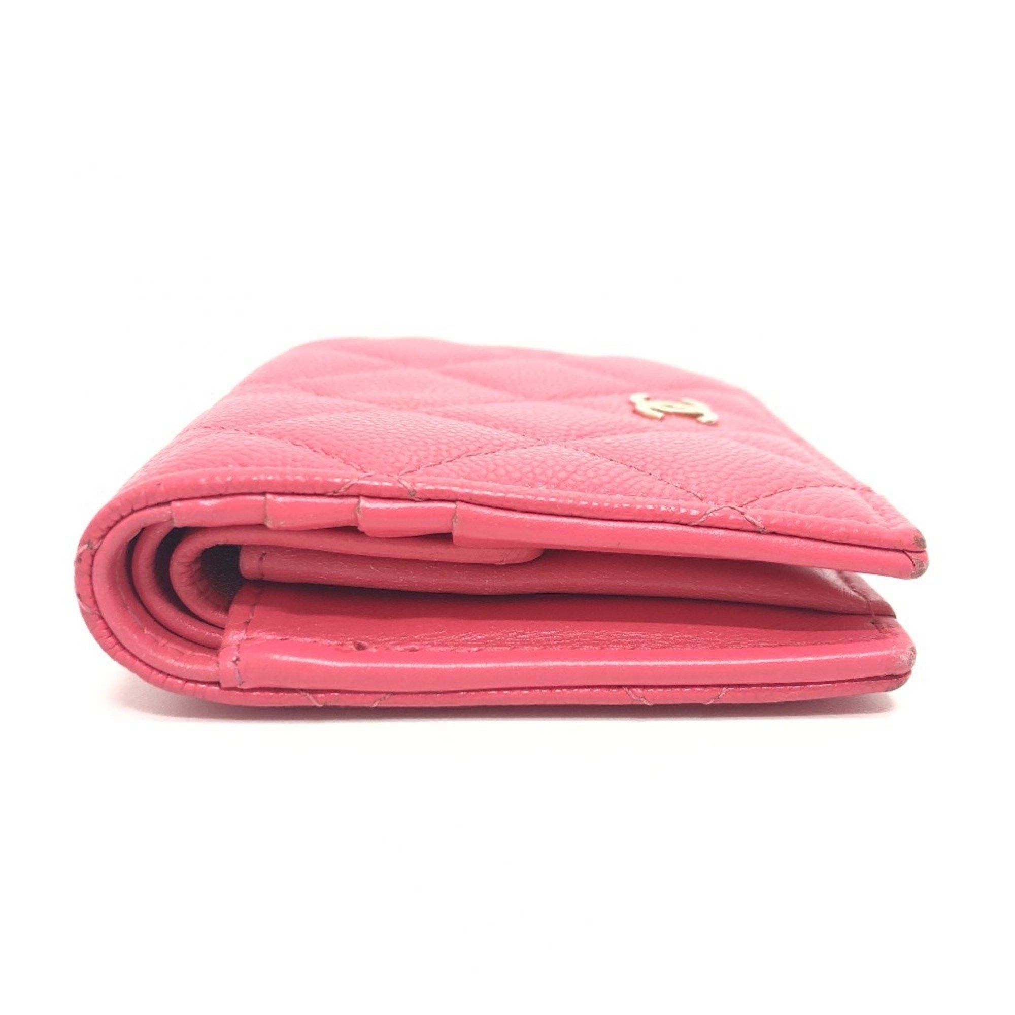 Chanel CHANEL AP3178 Matelasse Small Flap Wallet, Bi-fold Caviar Skin, Women's, Pink Size ONE SIZE - 4 Thumbnail