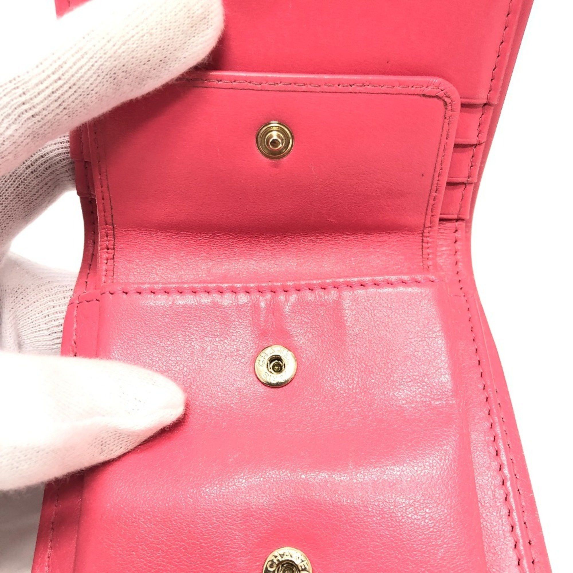 Chanel CHANEL AP3178 Matelasse Small Flap Wallet, Bi-fold Caviar Skin, Women's, Pink Size ONE SIZE - 10 Thumbnail