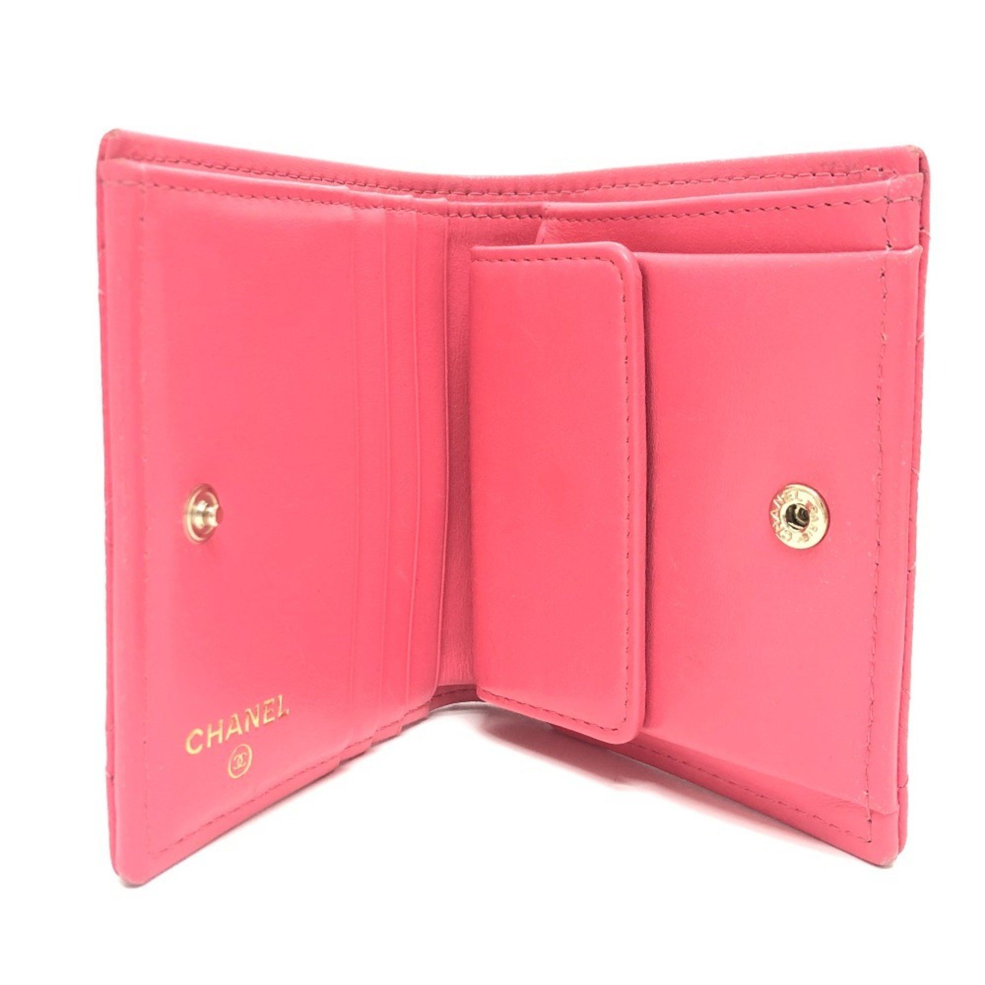 Chanel CHANEL AP3178 Matelasse Small Flap Wallet, Bi-fold Caviar Skin, Women's, Pink Size ONE SIZE - 8 Thumbnail