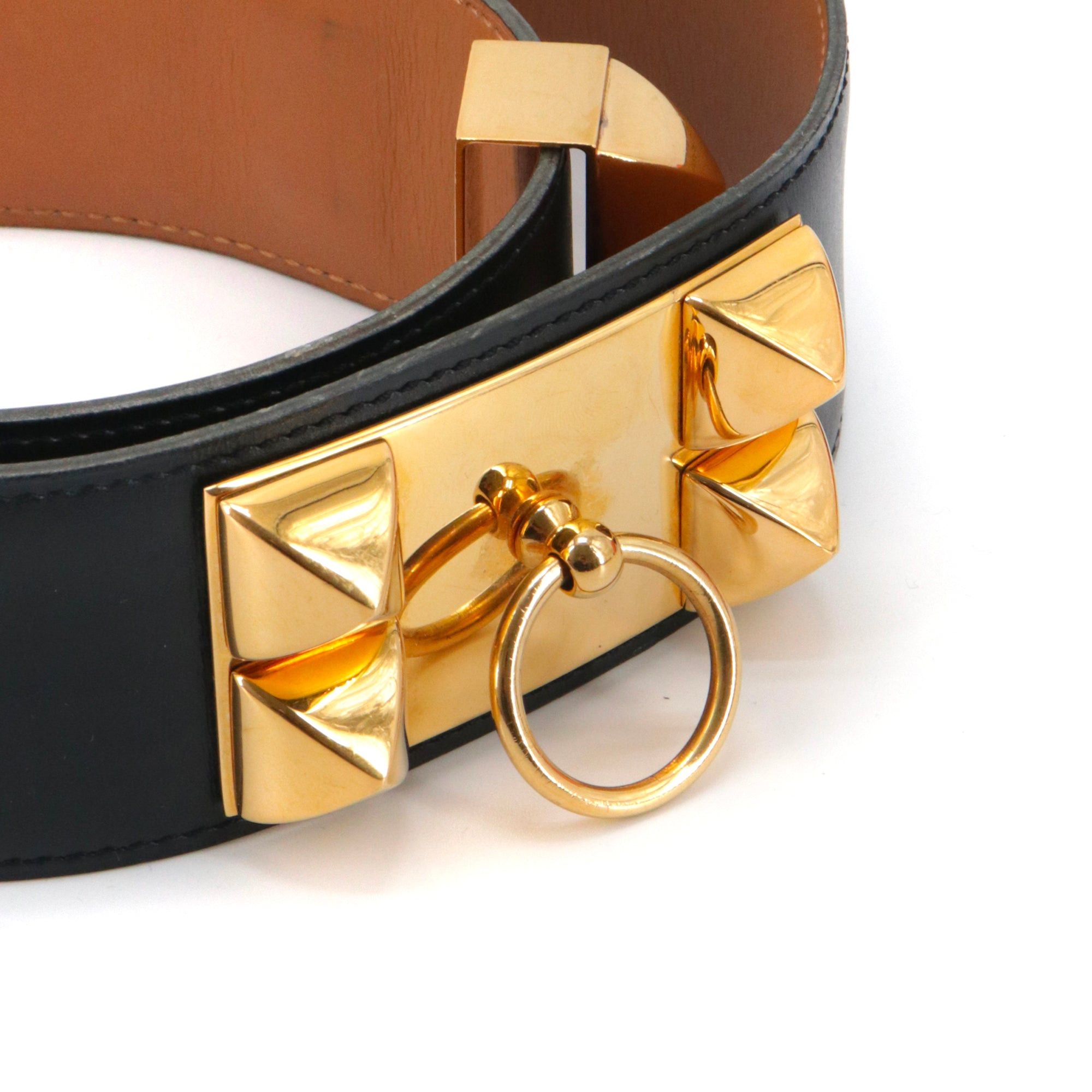 Hermes HERMÈS - Hermès Collier de Chien Belt in black leather (T70) Size ONE SIZE - 3 Thumbnail
