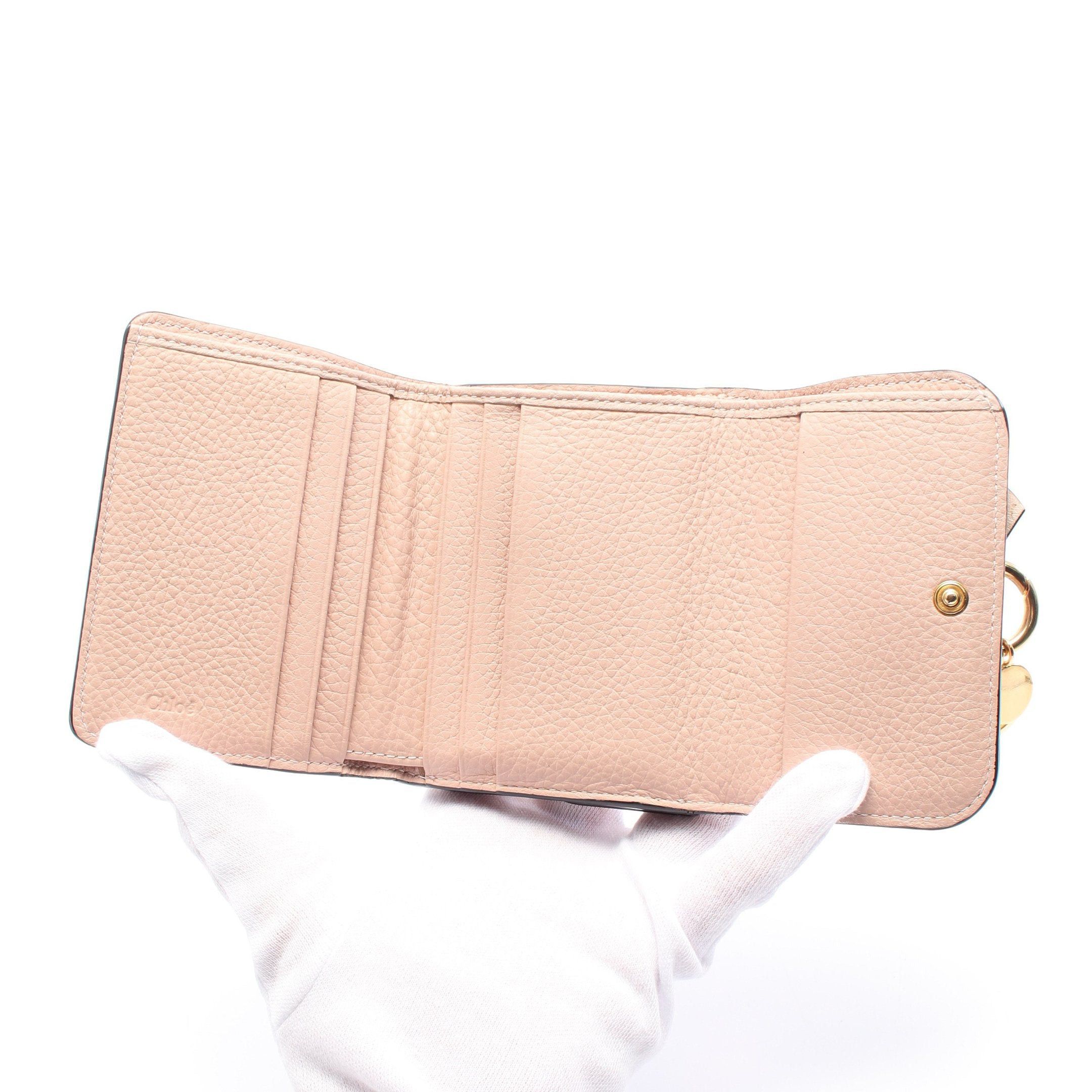 Chloe Chloe Alphabet Small Trifold Wallet Leather Pink Size ONE SIZE - 3 Thumbnail