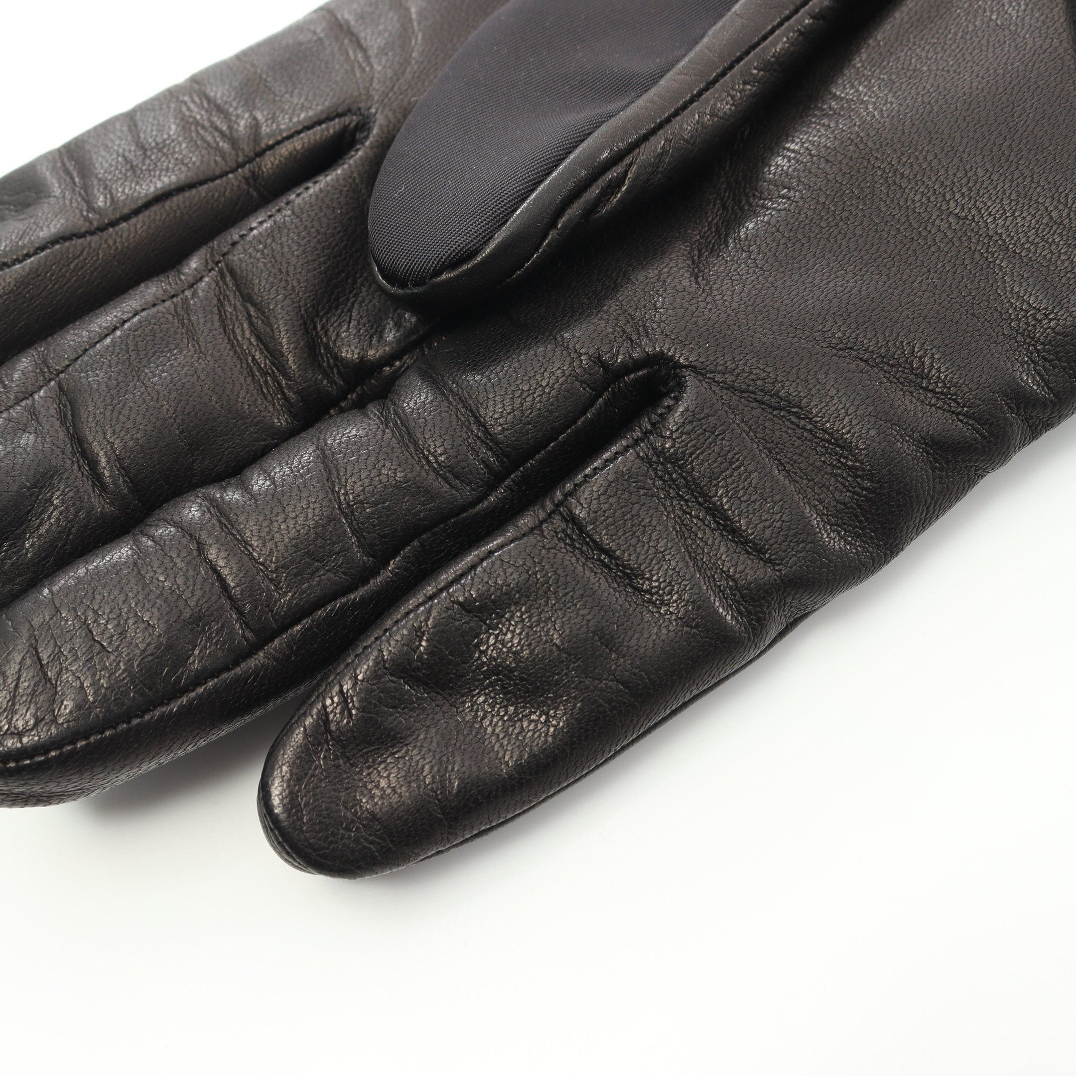 Prada Prada Gloves Glove Nylon Lamb Leather Black Size ONE SIZE - 6 Thumbnail