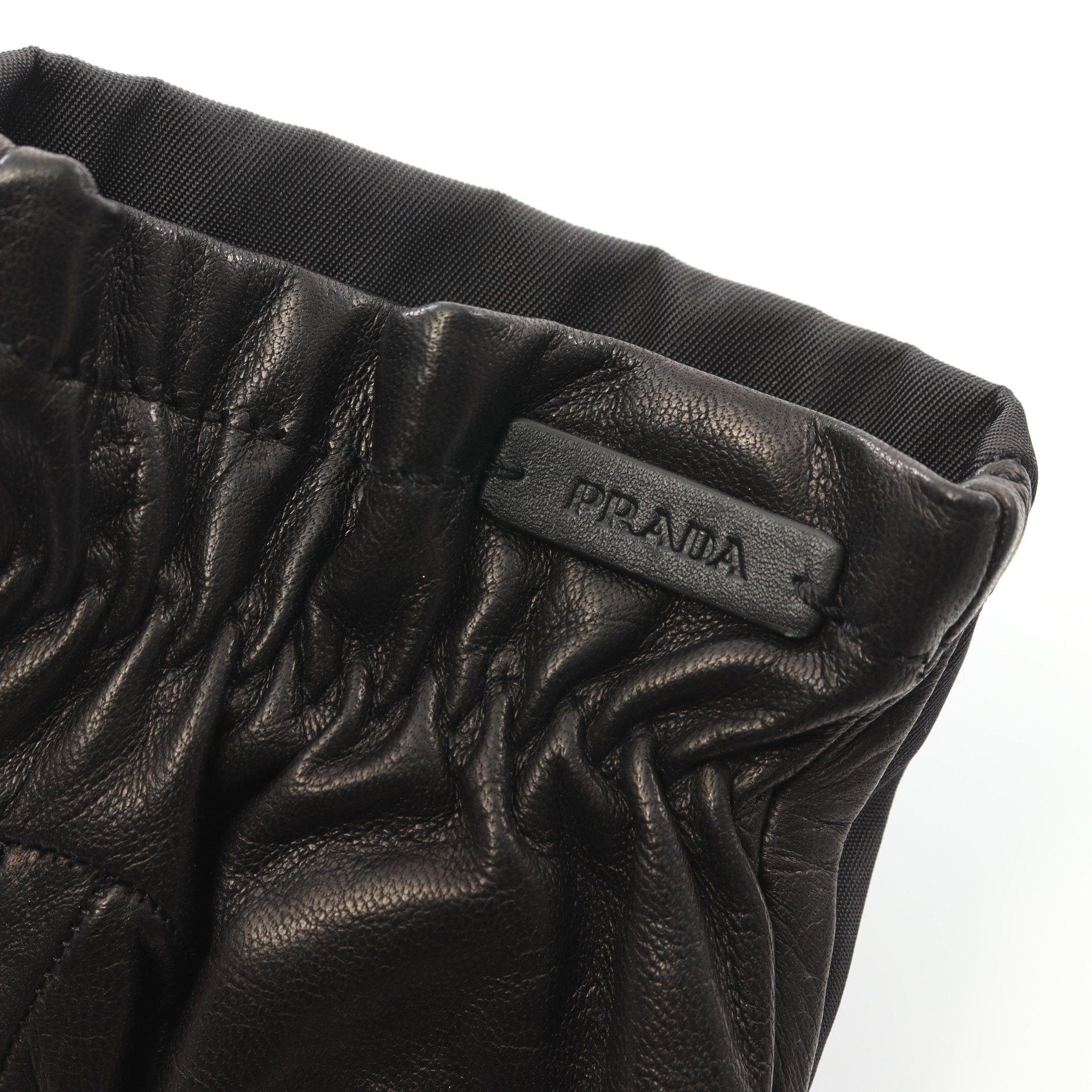 Prada Prada Gloves Glove Nylon Lamb Leather Black Size ONE SIZE - 3 Thumbnail