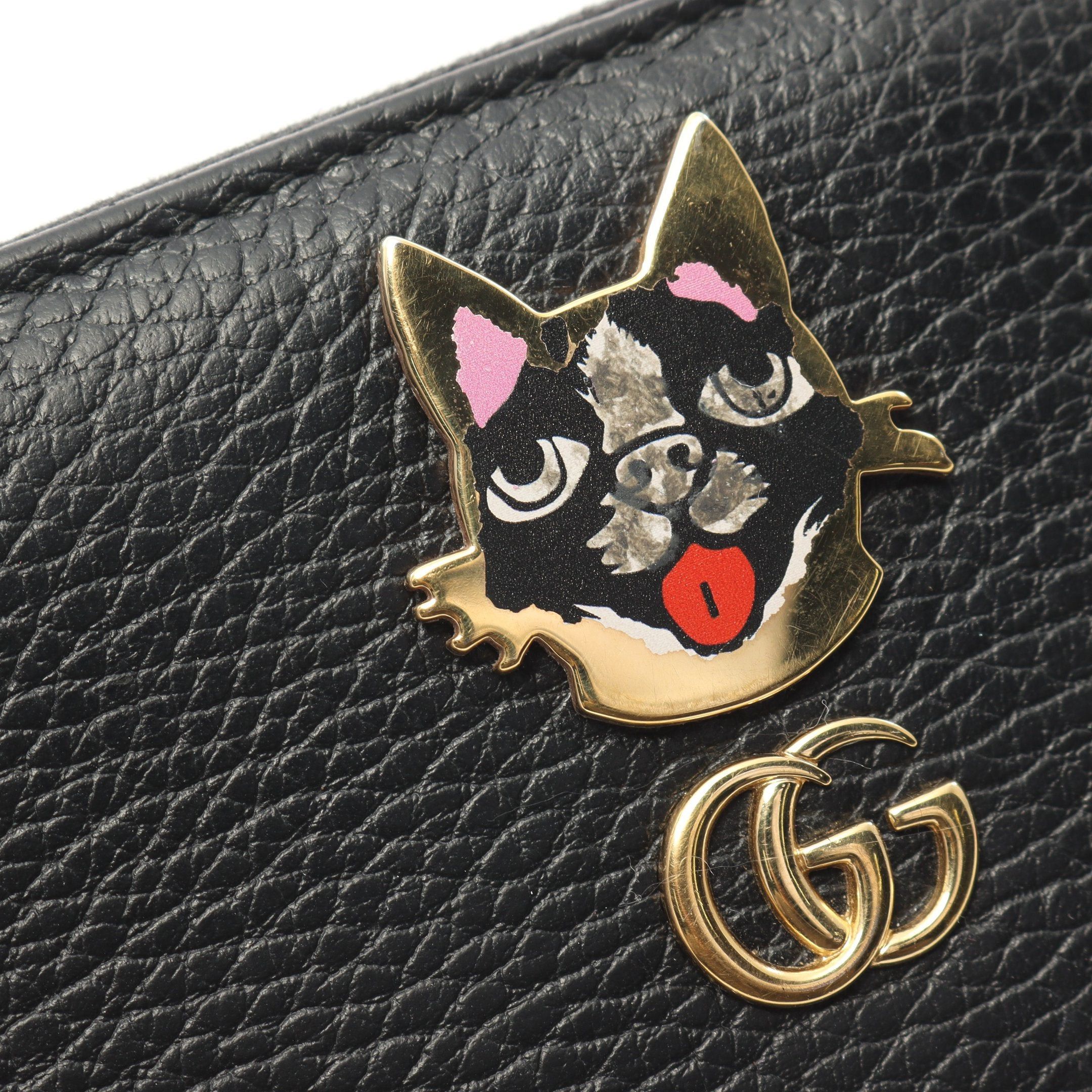 Gucci Gucci Gg Marmont Bosco Round Zipper Long Wallet Leather Black Size ONE SIZE - 9 Thumbnail