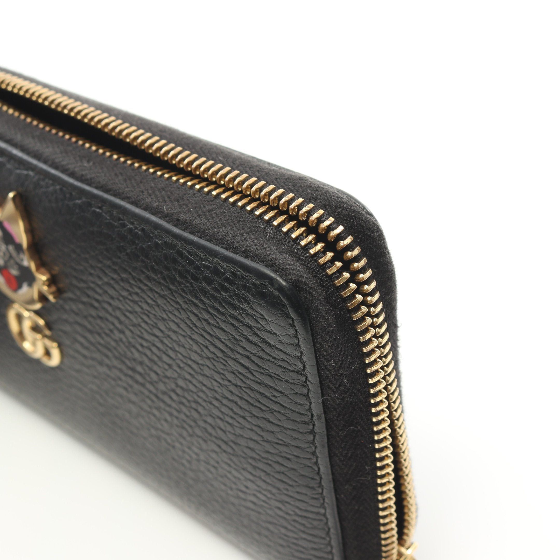 Gucci Gucci Gg Marmont Bosco Round Zipper Long Wallet Leather Black Size ONE SIZE - 8 Thumbnail