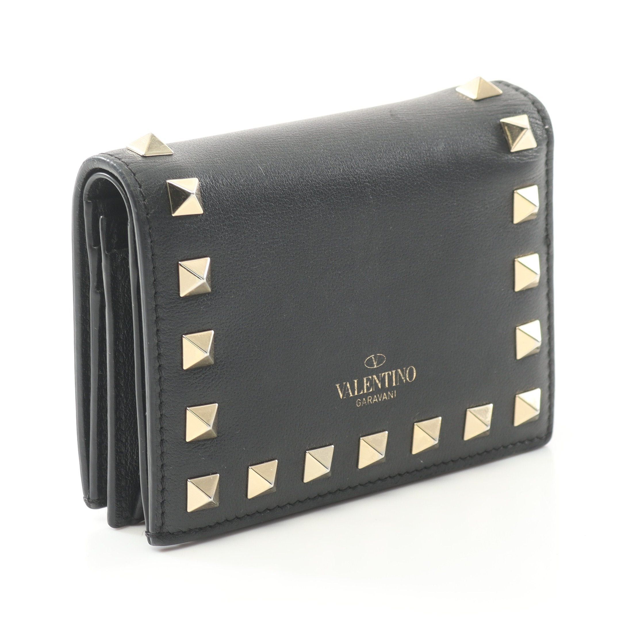 Valentino Valentino Rockstud Bi-Fold Wallet Leather Black Size ONE SIZE - 2 Thumbnail