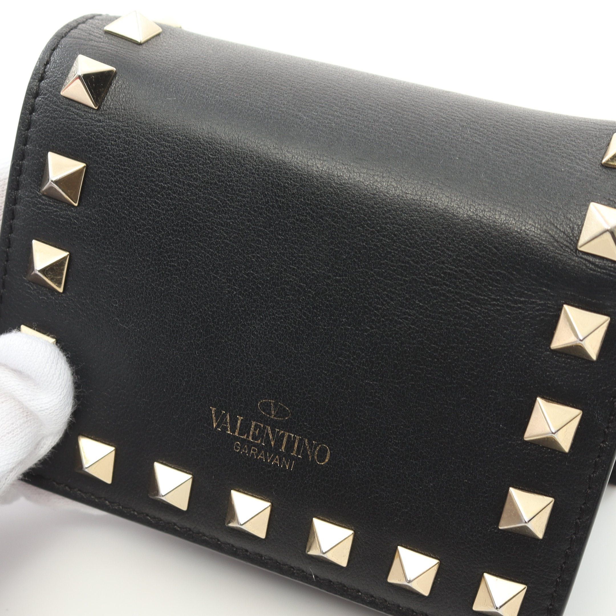 Valentino Valentino Rockstud Bi-Fold Wallet Leather Black Size ONE SIZE - 7 Thumbnail