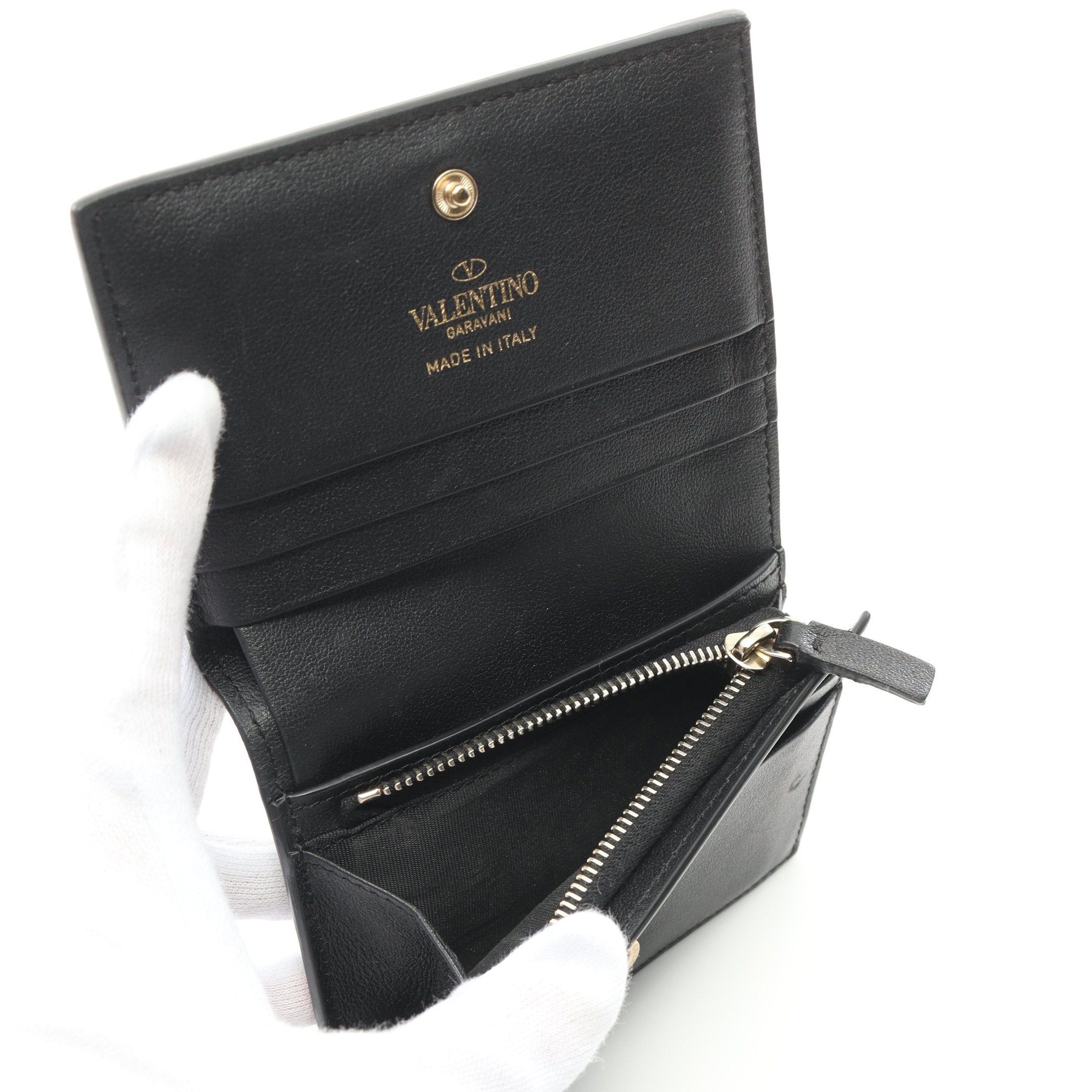 Valentino Valentino Rockstud Bi-Fold Wallet Leather Black Size ONE SIZE - 3 Thumbnail