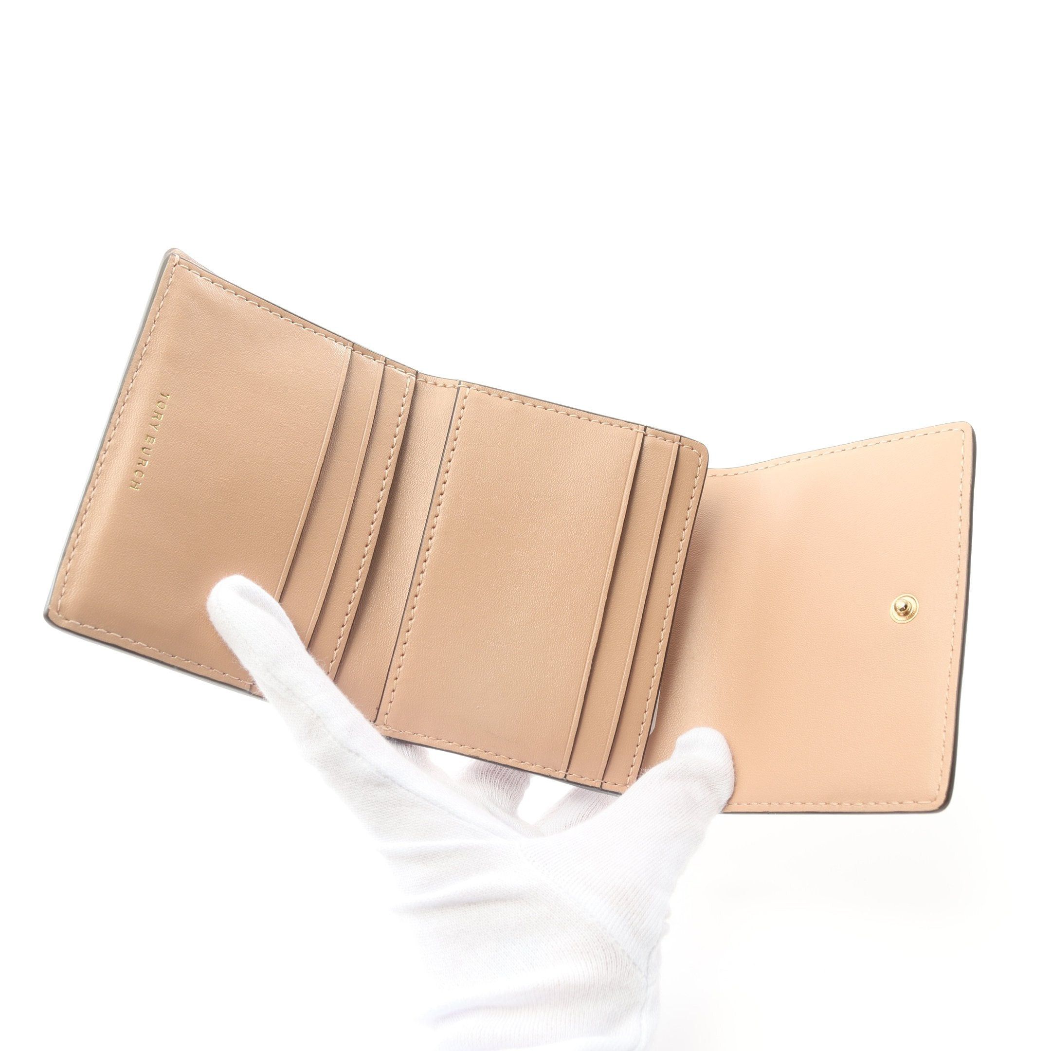 Tory Burch Tory Burch Britten Bi-Fold Wallet Leather Pink Beige Size ONE SIZE - 3 Thumbnail