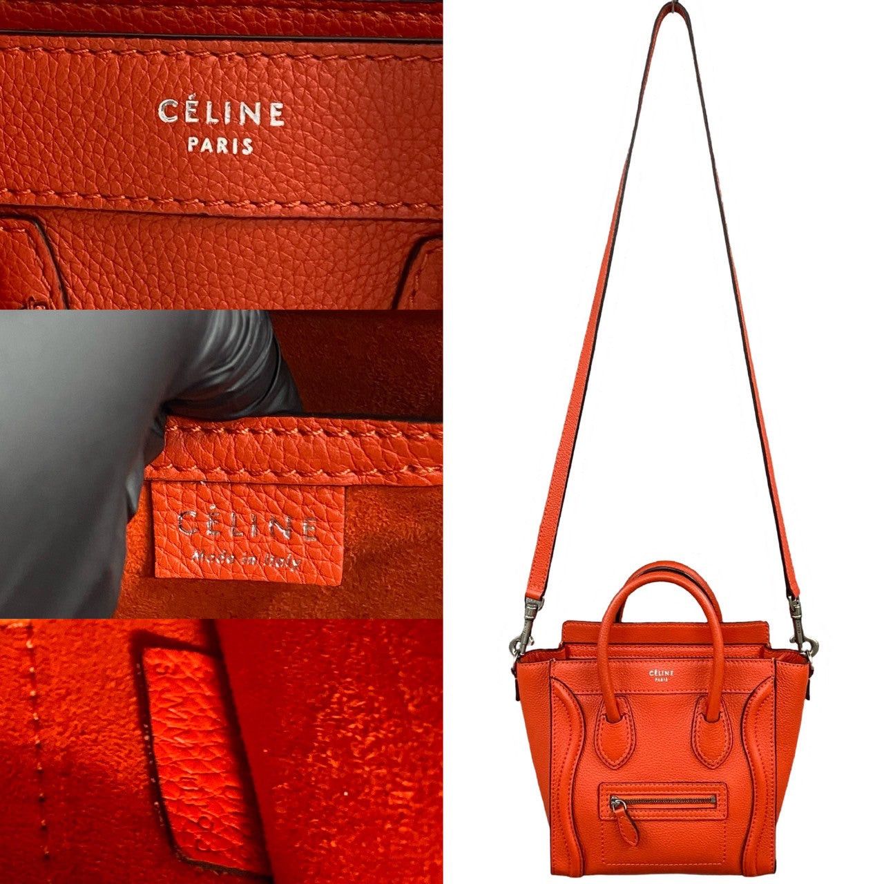 Celine Celine Shoulder Bag Orange Leather Size ONE SIZE - 3 Thumbnail