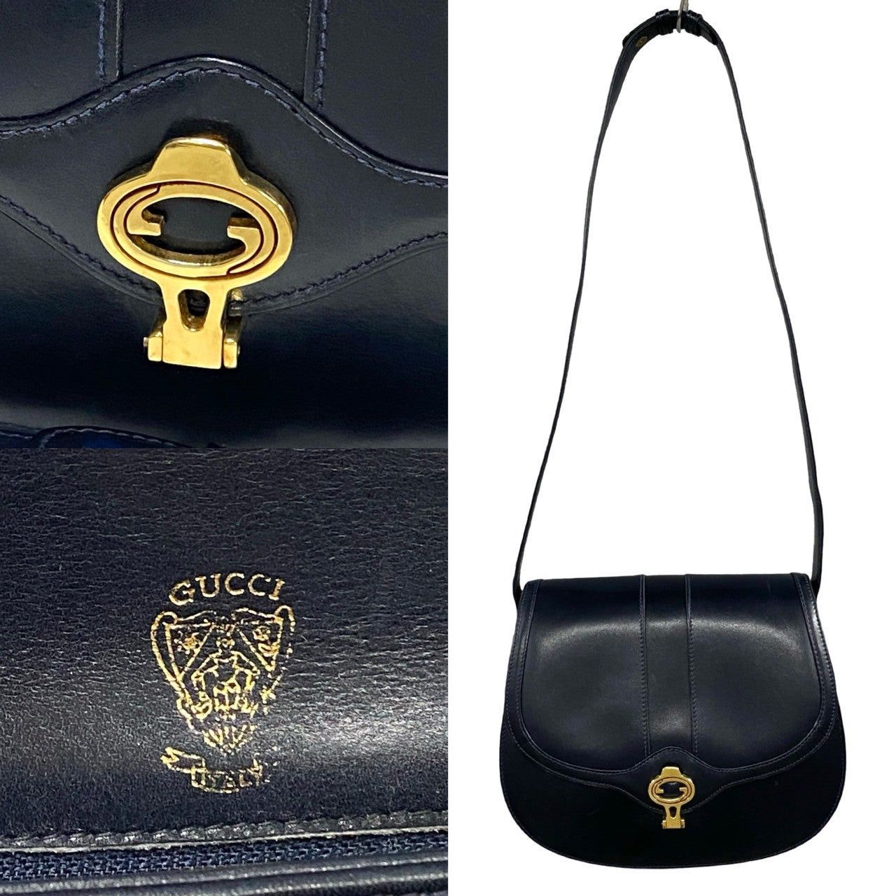 Gucci Shoulder Bag Blue Leather