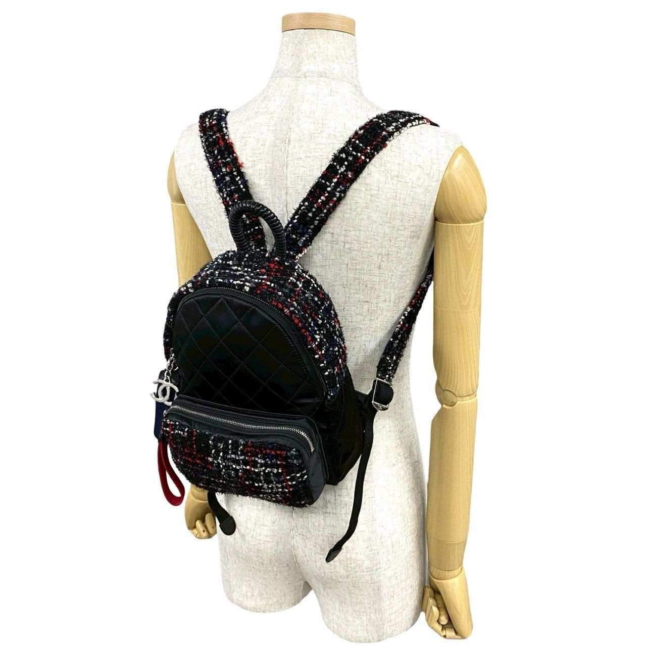 Chanel Chanel Backpack Black Tweed Size ONE SIZE - 2 Thumbnail