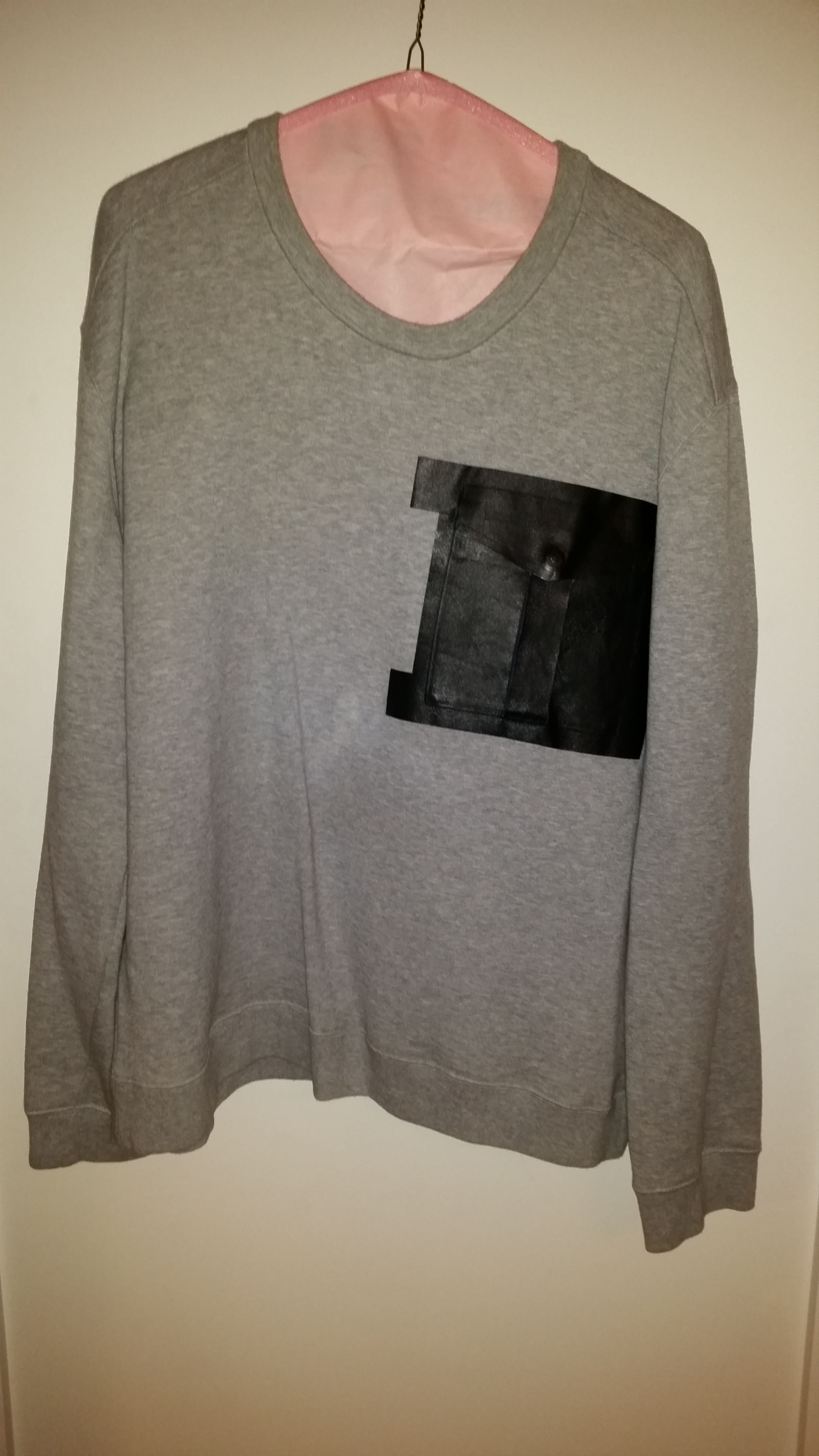 Taped pocket heater gray sweatshirt