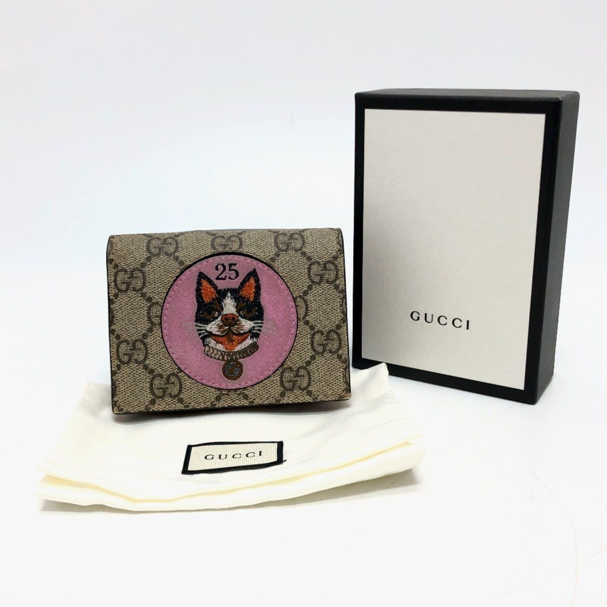 Gucci GUCCI 506277 GG Supreme Bosco Wallet Compact Bi-fold Canvas Women's Beige Size ONE SIZE - 13 Thumbnail