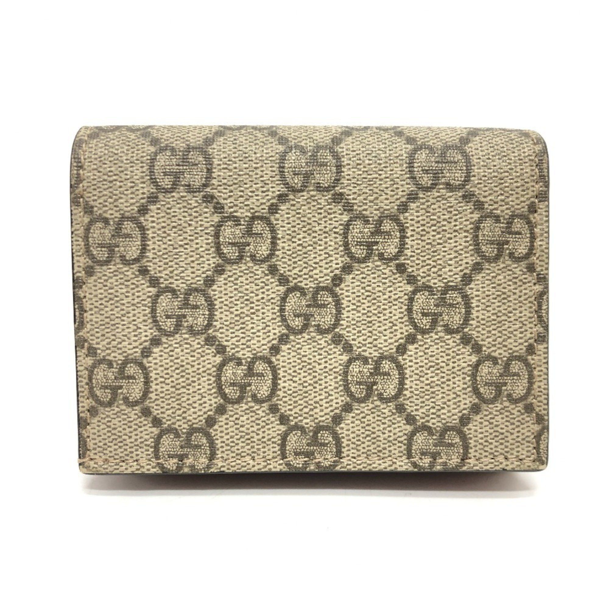 Gucci GUCCI 506277 GG Supreme Bosco Wallet Compact Bi-fold Canvas Women's Beige Size ONE SIZE - 2 Thumbnail