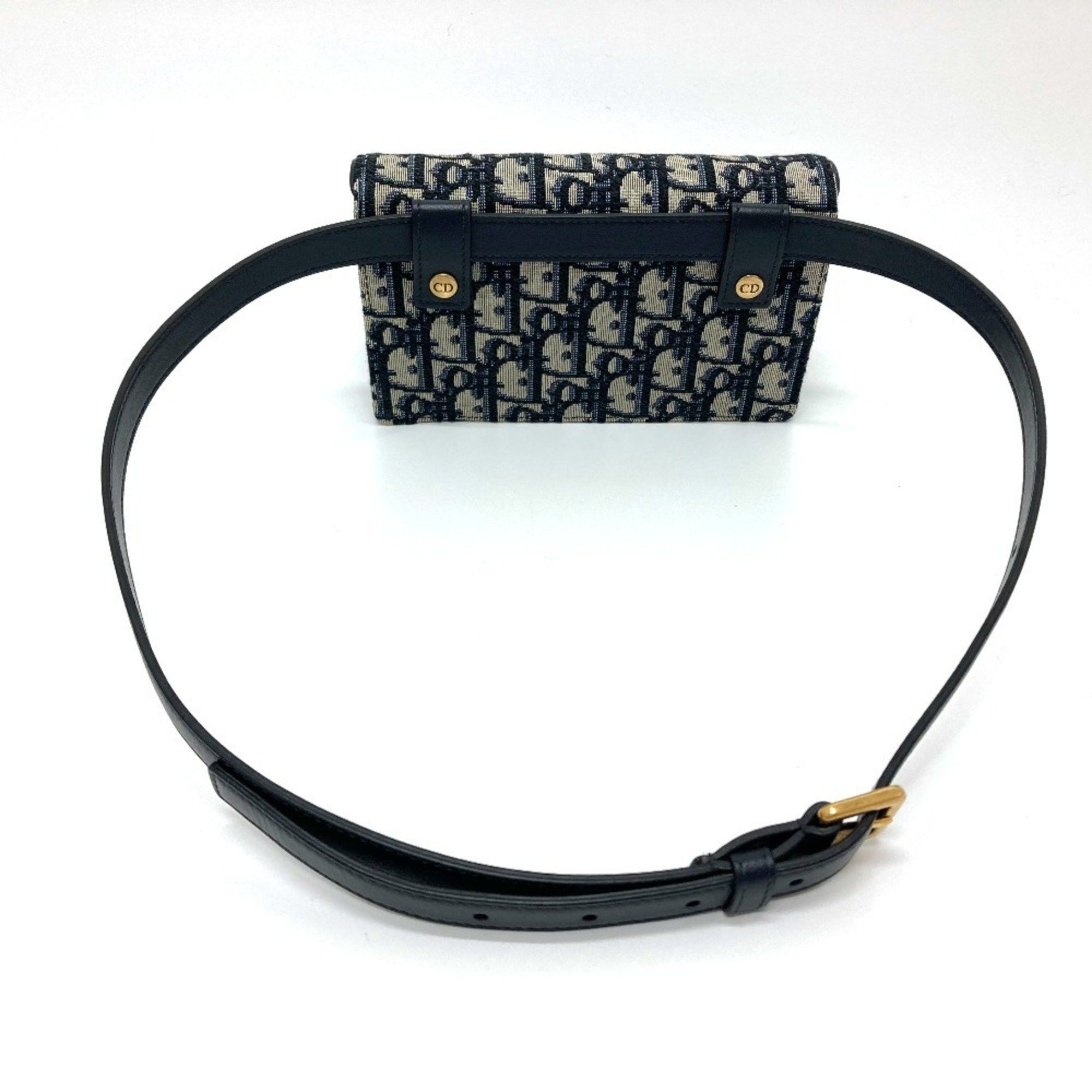 Dior Christian Dior Dior S5619CTZQ_M928 Oblique Trotter Saddle Belt Pouch Bag Waist Body Leather Canvas Men's Navy Size ONE SIZE - 6 Thumbnail