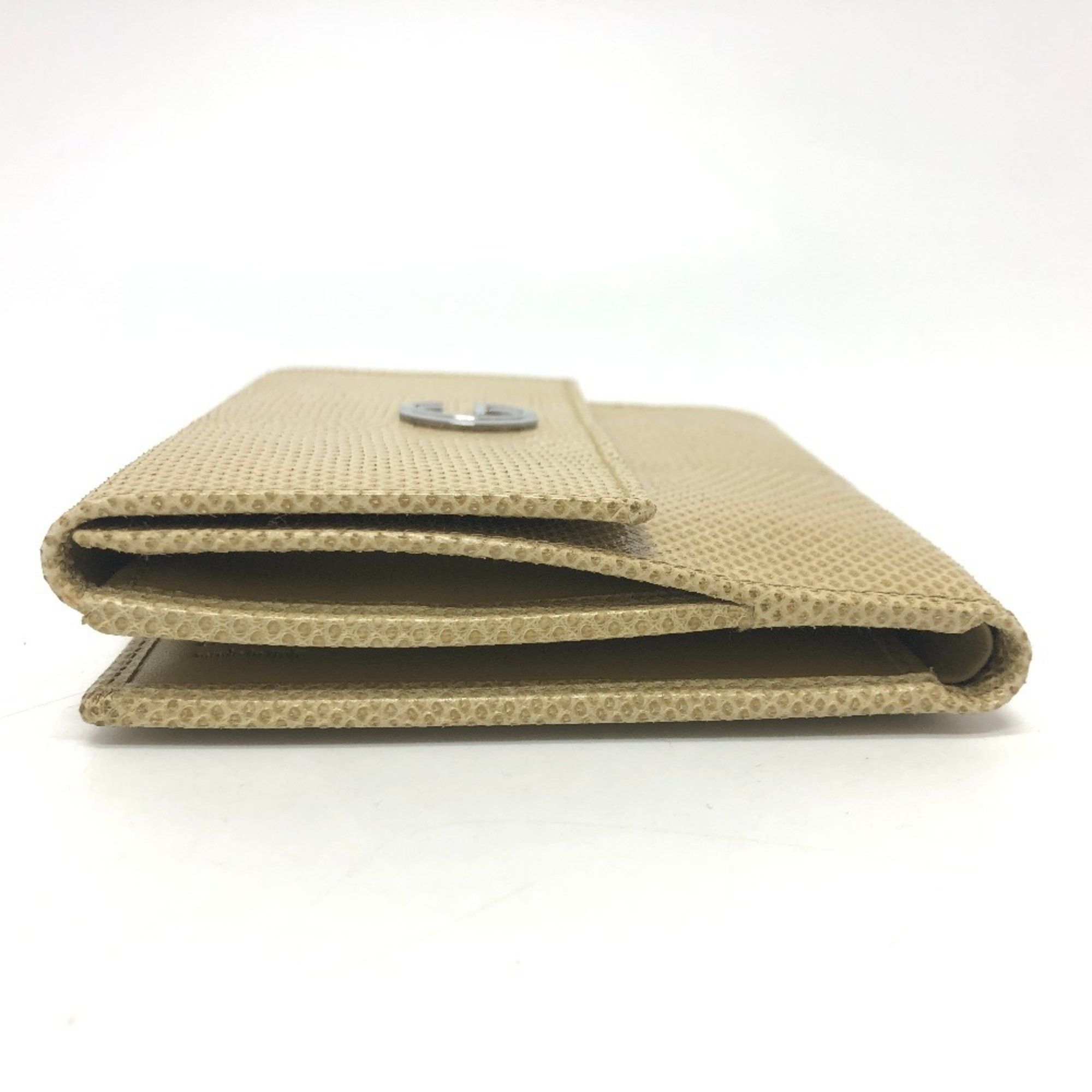 Gucci GUCCI GG Marmont logo double hook bi-fold wallet compact leather women's beige Size ONE SIZE - 4 Thumbnail