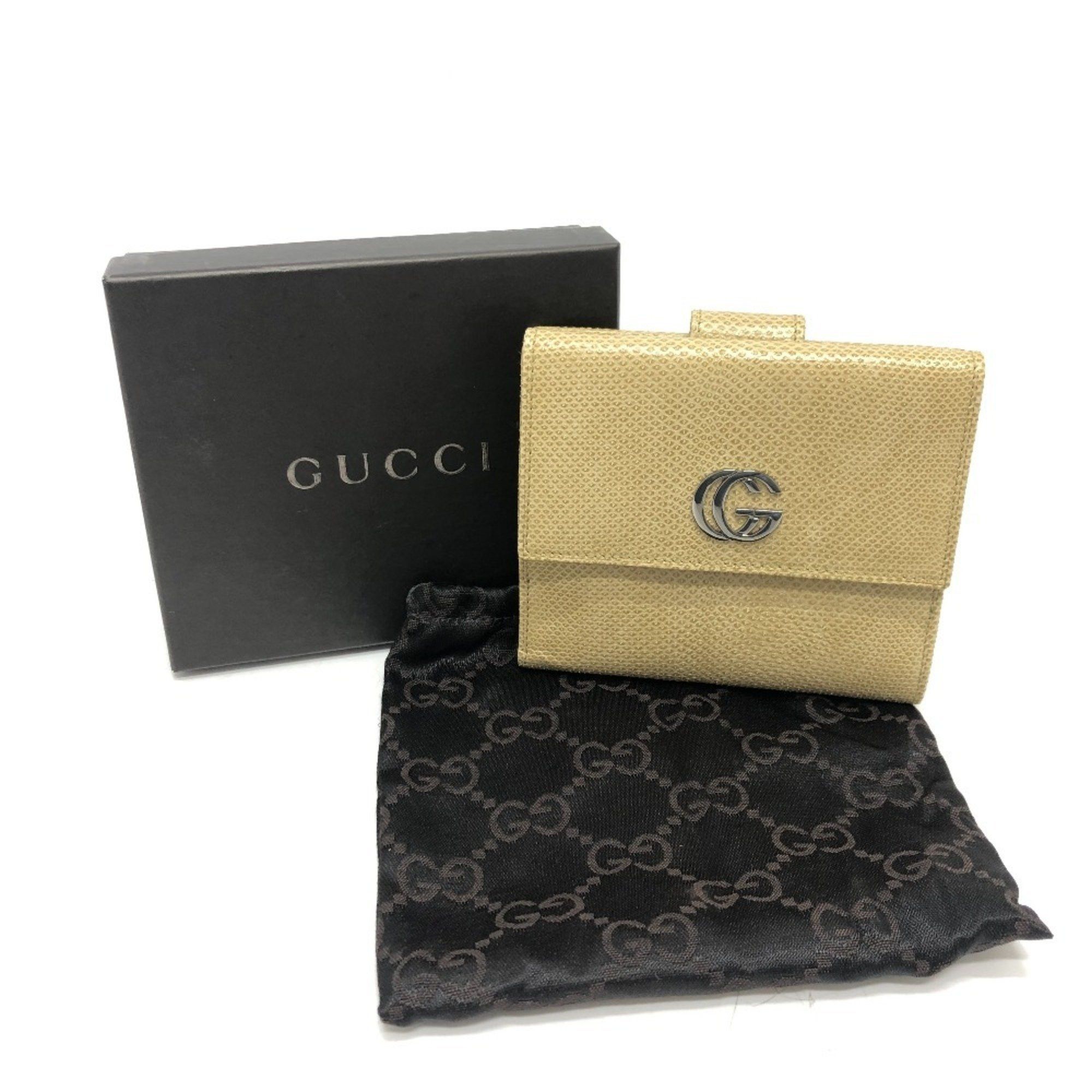 Gucci GUCCI GG Marmont logo double hook bi-fold wallet compact leather women's beige Size ONE SIZE - 18 Thumbnail