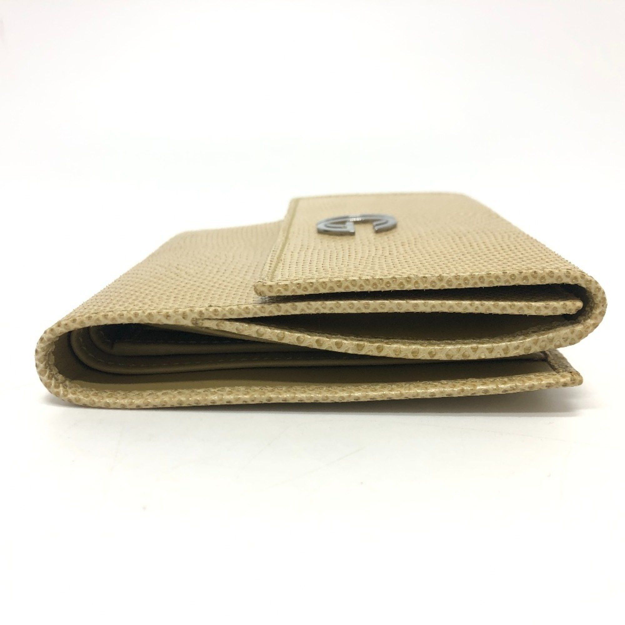 Gucci GUCCI GG Marmont logo double hook bi-fold wallet compact leather women's beige Size ONE SIZE - 3 Thumbnail