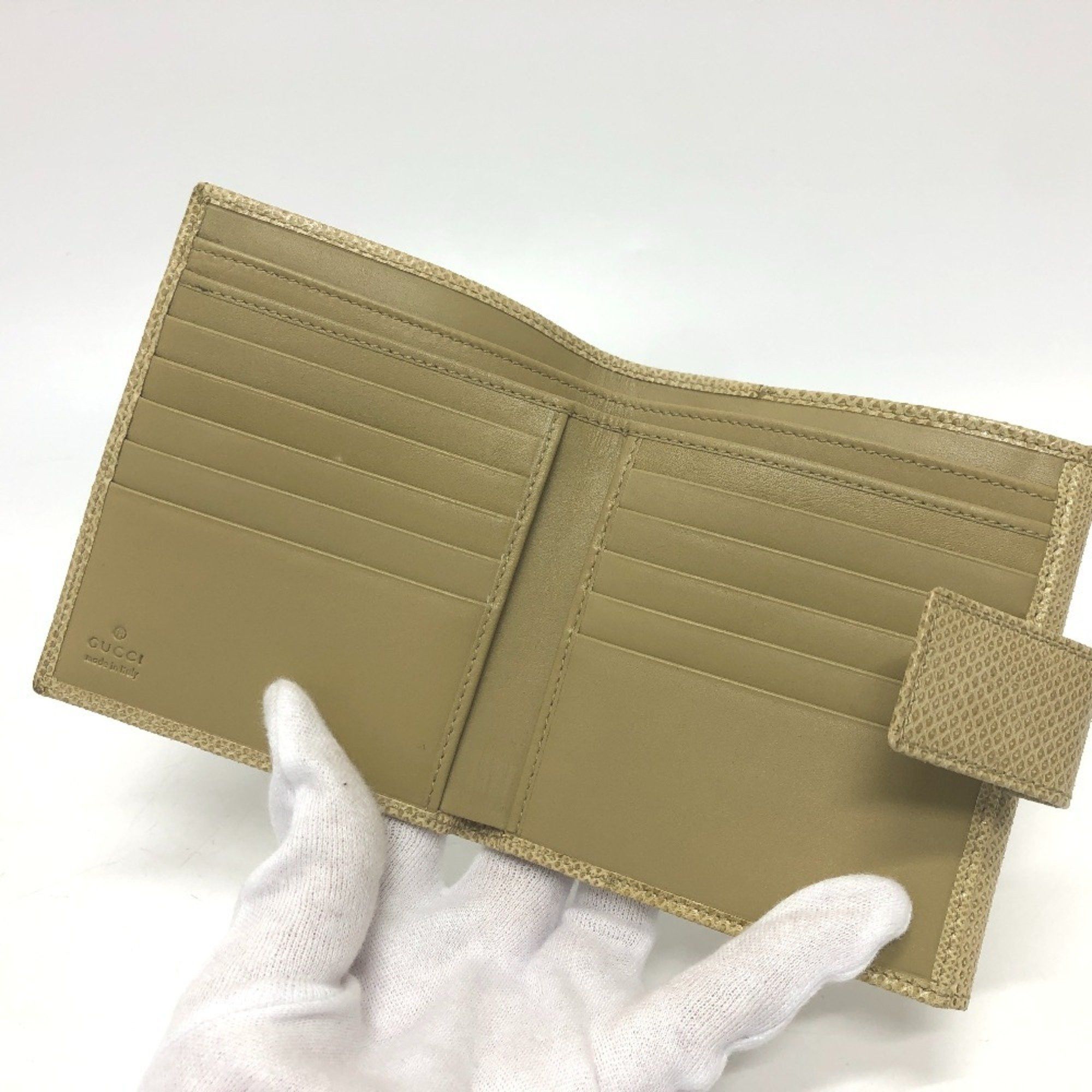 Gucci GUCCI GG Marmont logo double hook bi-fold wallet compact leather women's beige Size ONE SIZE - 11 Thumbnail