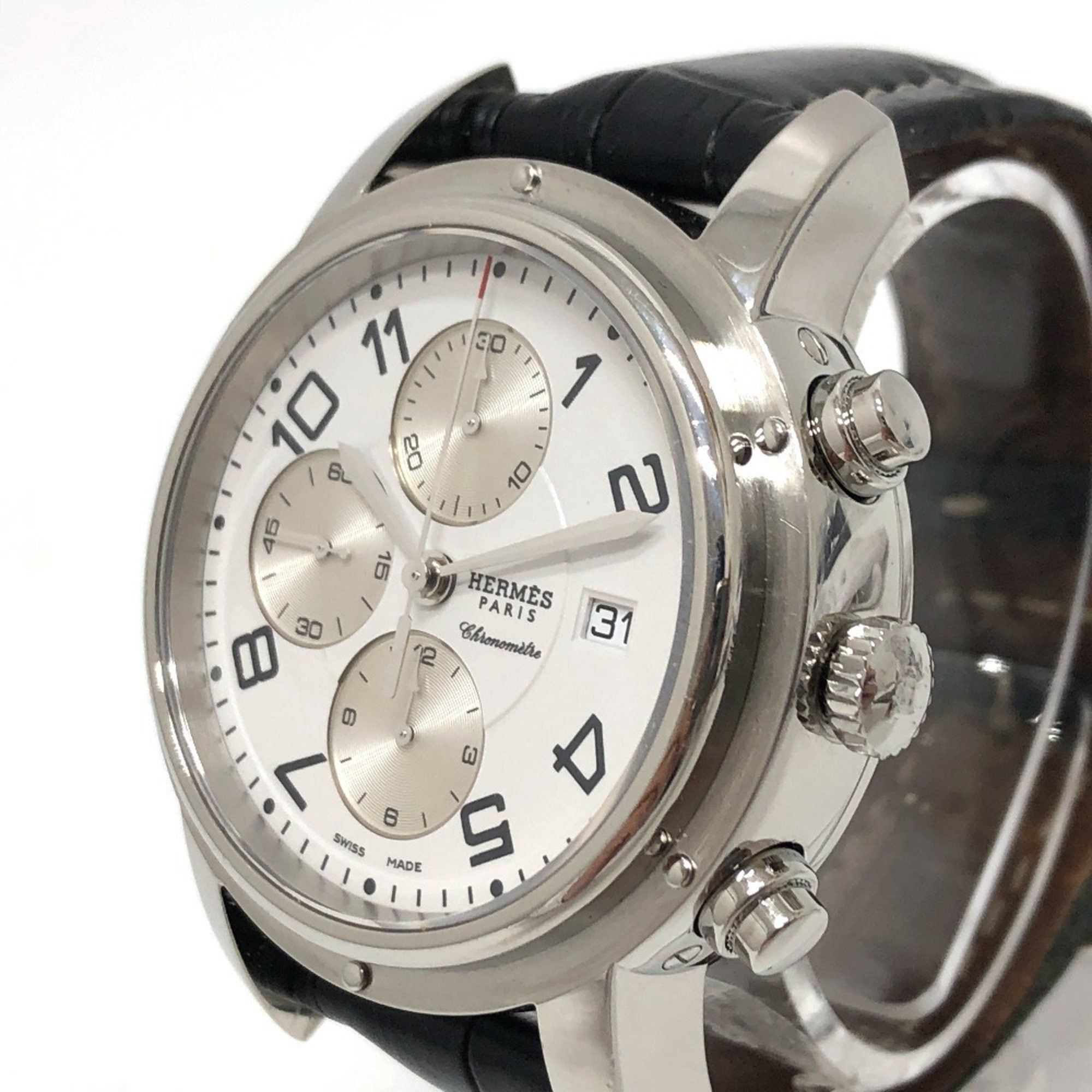 Hermes HERMES CP1.910 Clipper Chrono Automatic Chronograph Date Wristwatch Watch SS Men's Silver Size ONE SIZE - 3 Thumbnail