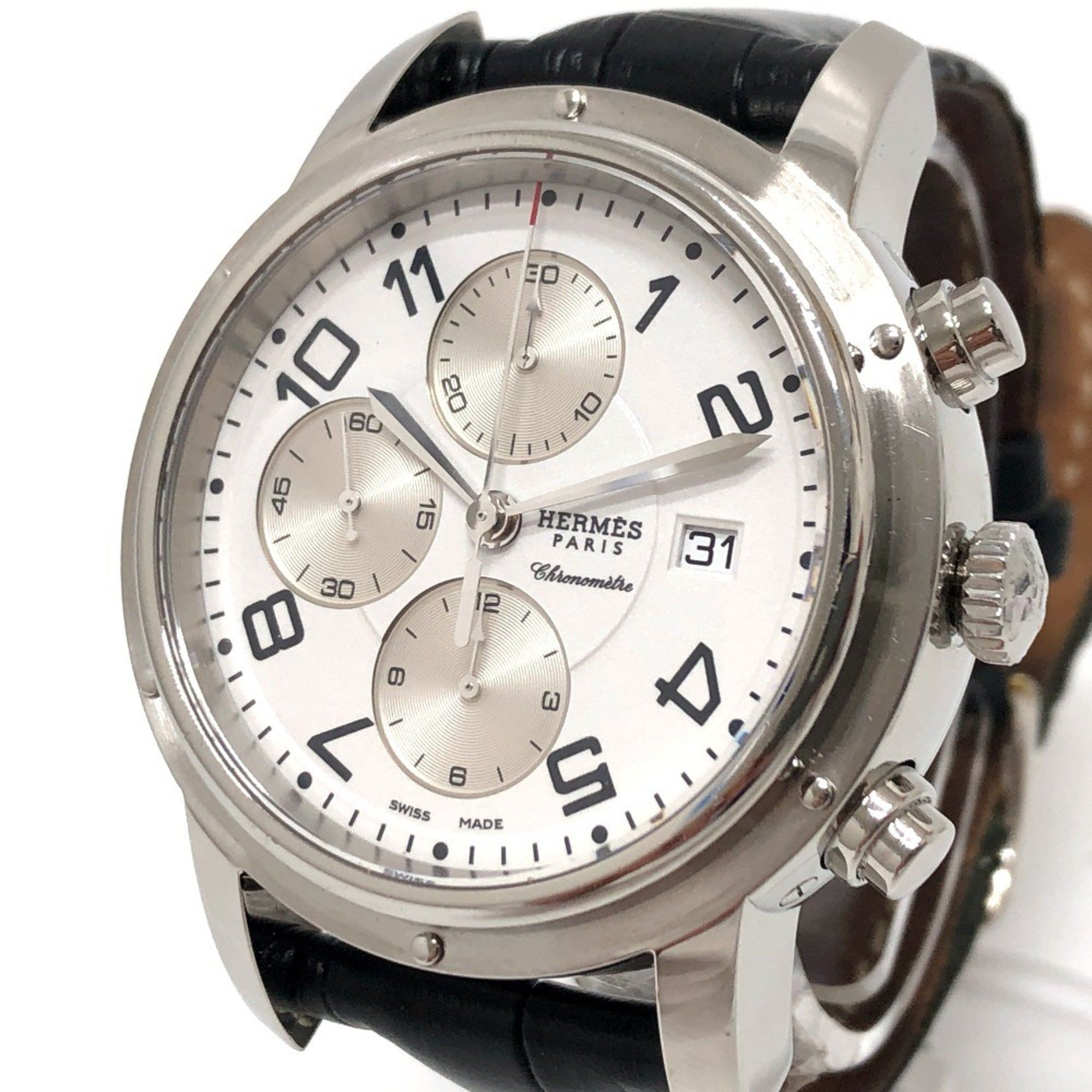 Hermes HERMES CP1.910 Clipper Chrono Automatic Chronograph Date Wristwatch Watch SS Men's Silver Size ONE SIZE - 2 Thumbnail