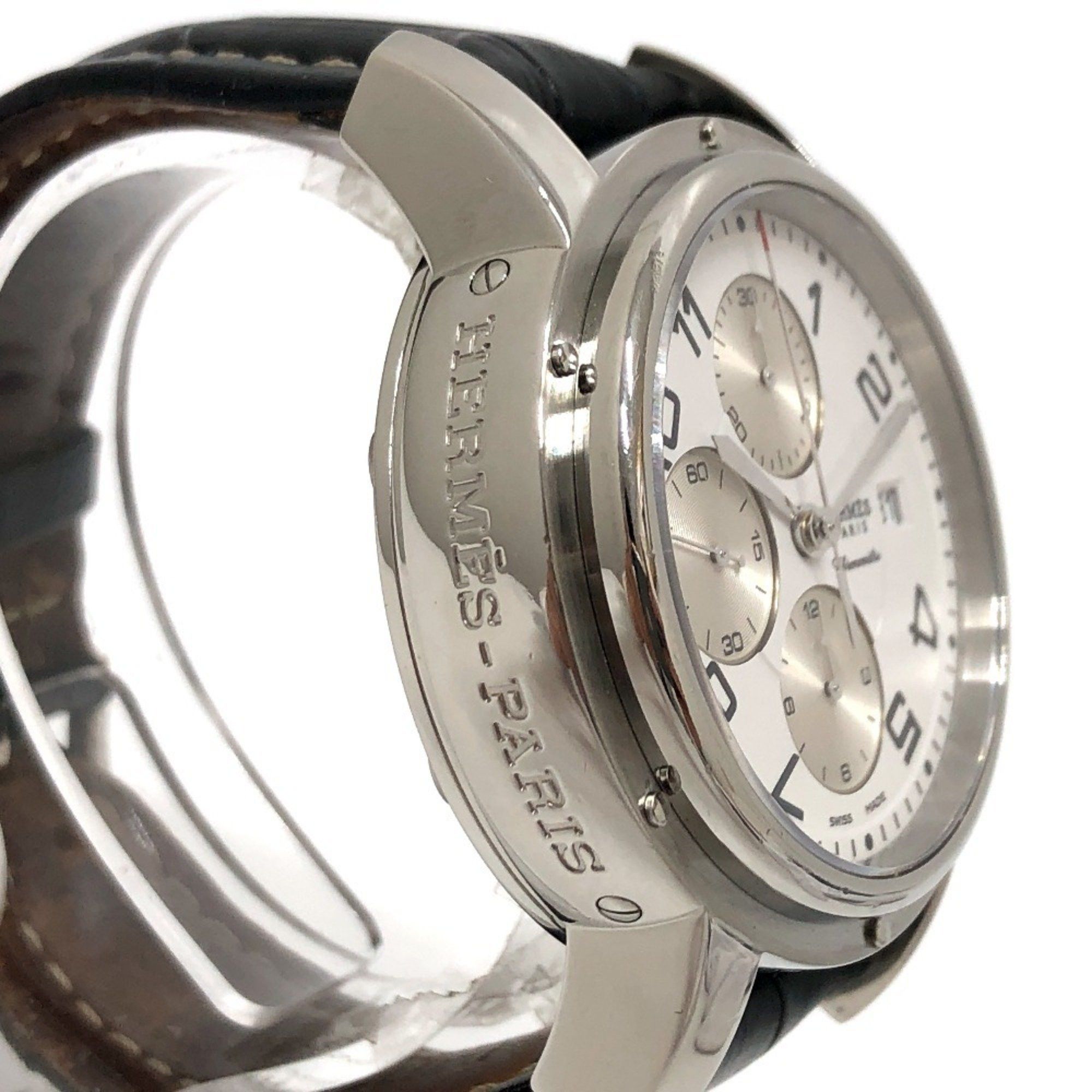 Hermes HERMES CP1.910 Clipper Chrono Automatic Chronograph Date Wristwatch Watch SS Men's Silver Size ONE SIZE - 4 Thumbnail