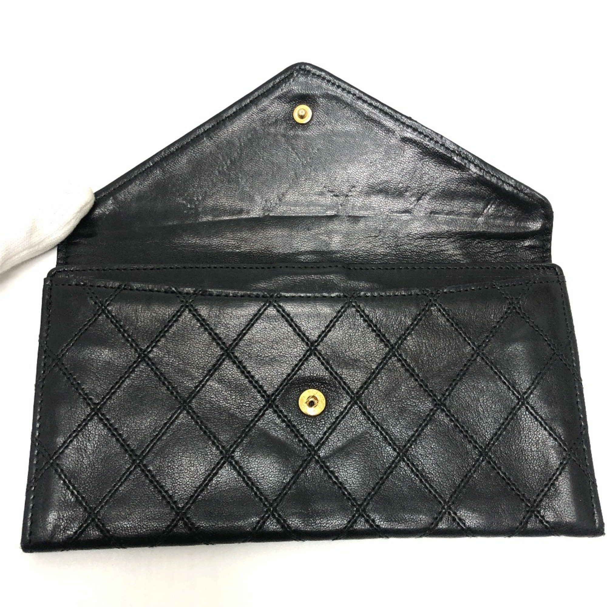 Chanel Chanel Matelasse Wallet Long Accessory Flap Lambskin Women's Black Size ONE SIZE - 9 Thumbnail