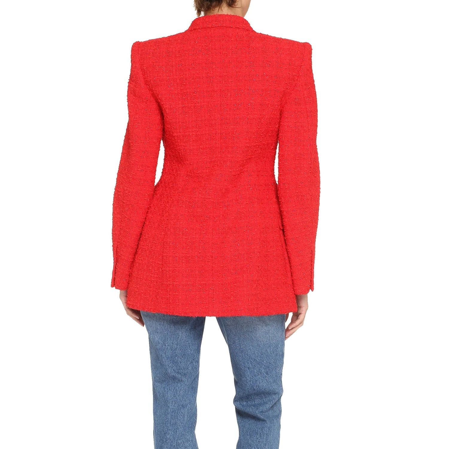Balenciaga Balenciaga Tweed Hourglass Blazer Jacket in Red Size S / US 4 / IT 40 - 3 Thumbnail