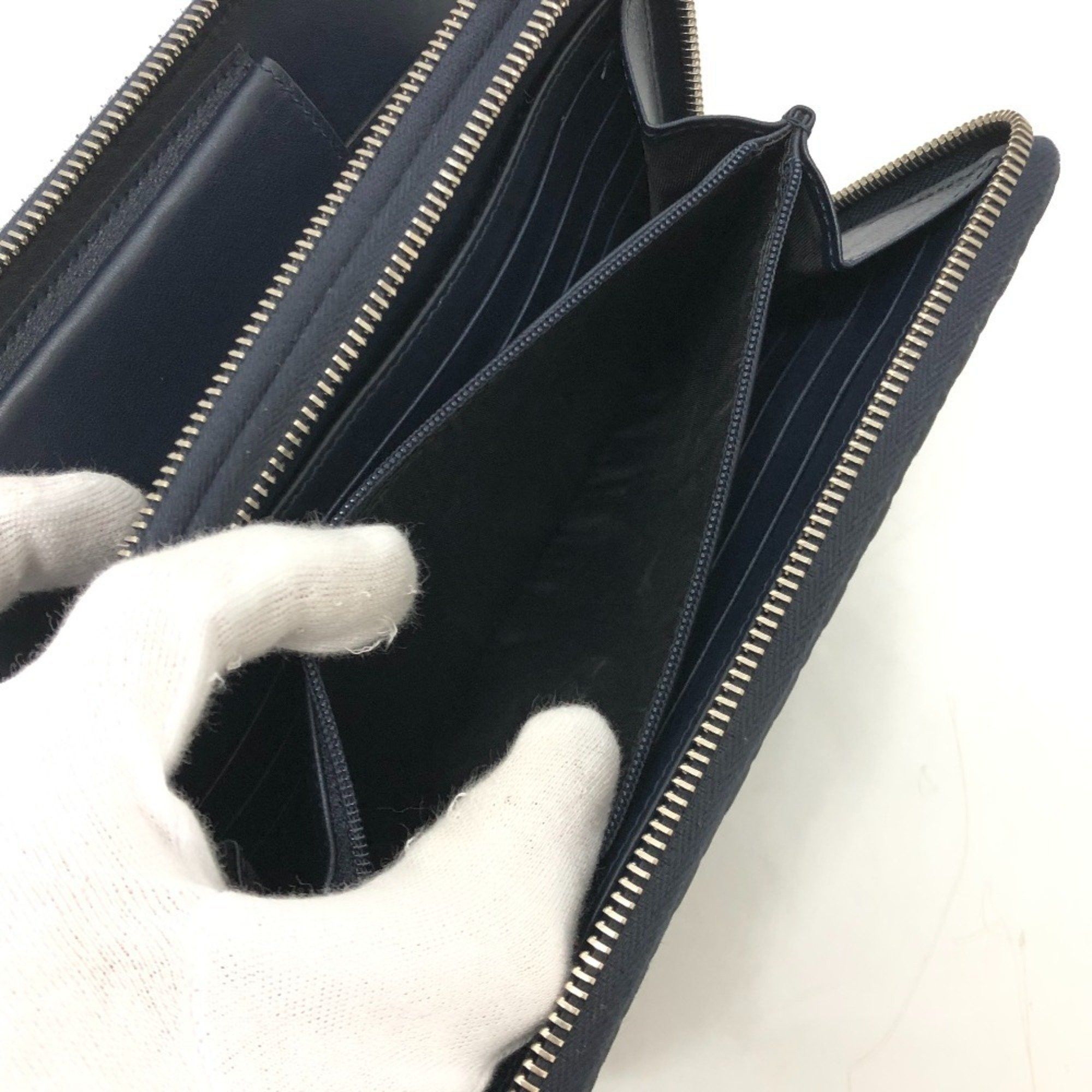 Gucci GUCCI 449246 GG Micro Guccissima Travel Case Handbag Wallet Long Shima Leather Men's Navy Size ONE SIZE - 12 Thumbnail