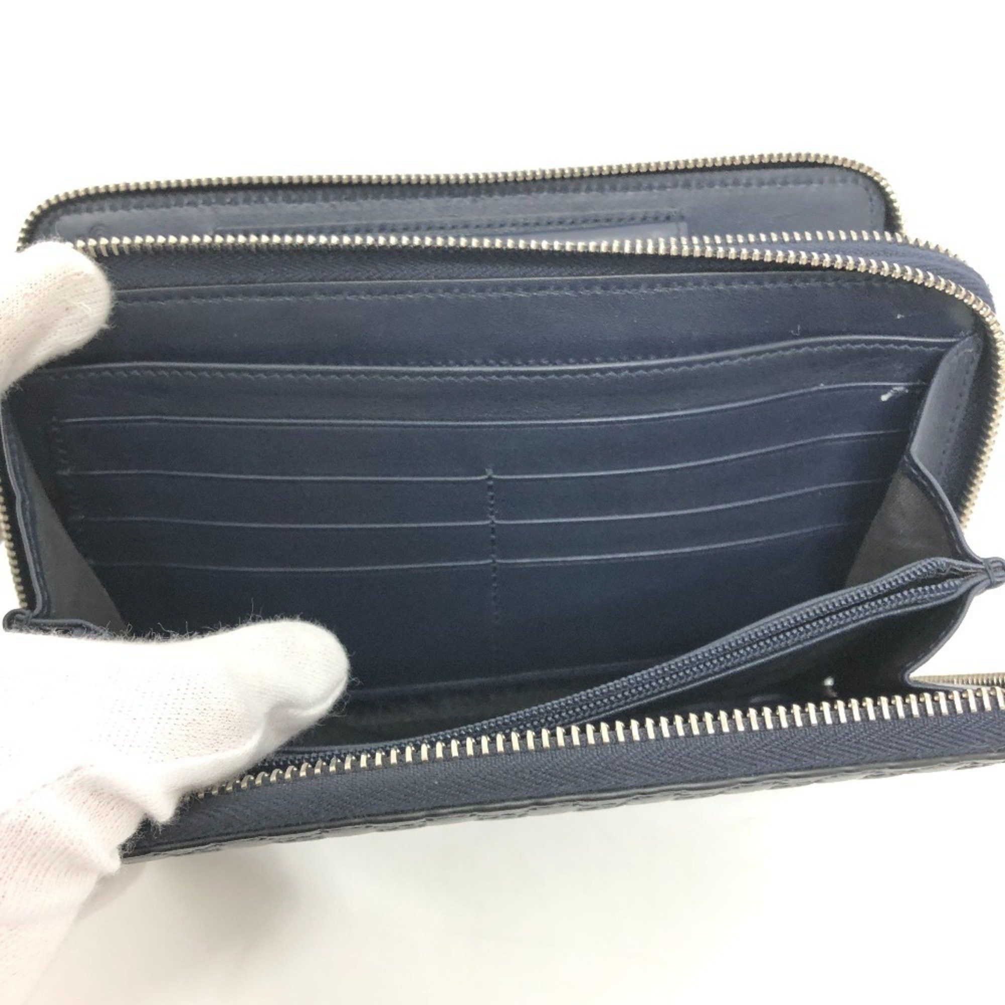 Gucci GUCCI 449246 GG Micro Guccissima Travel Case Handbag Wallet Long Shima Leather Men's Navy Size ONE SIZE - 11 Thumbnail