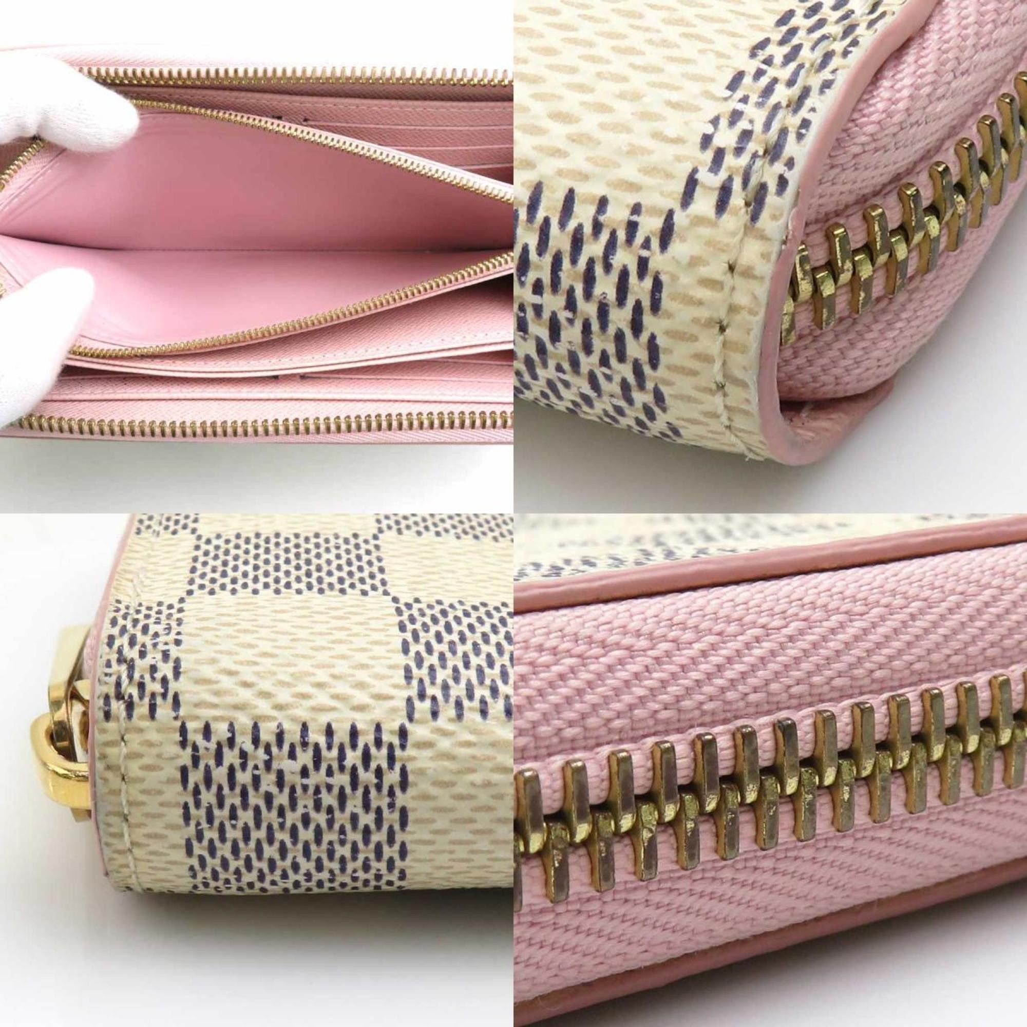 Louis Vuitton Louis Vuitton Round Long Wallet Damier Azur Zipper Canvas Azure Pink Women's e60162a Size ONE SIZE - 3 Thumbnail