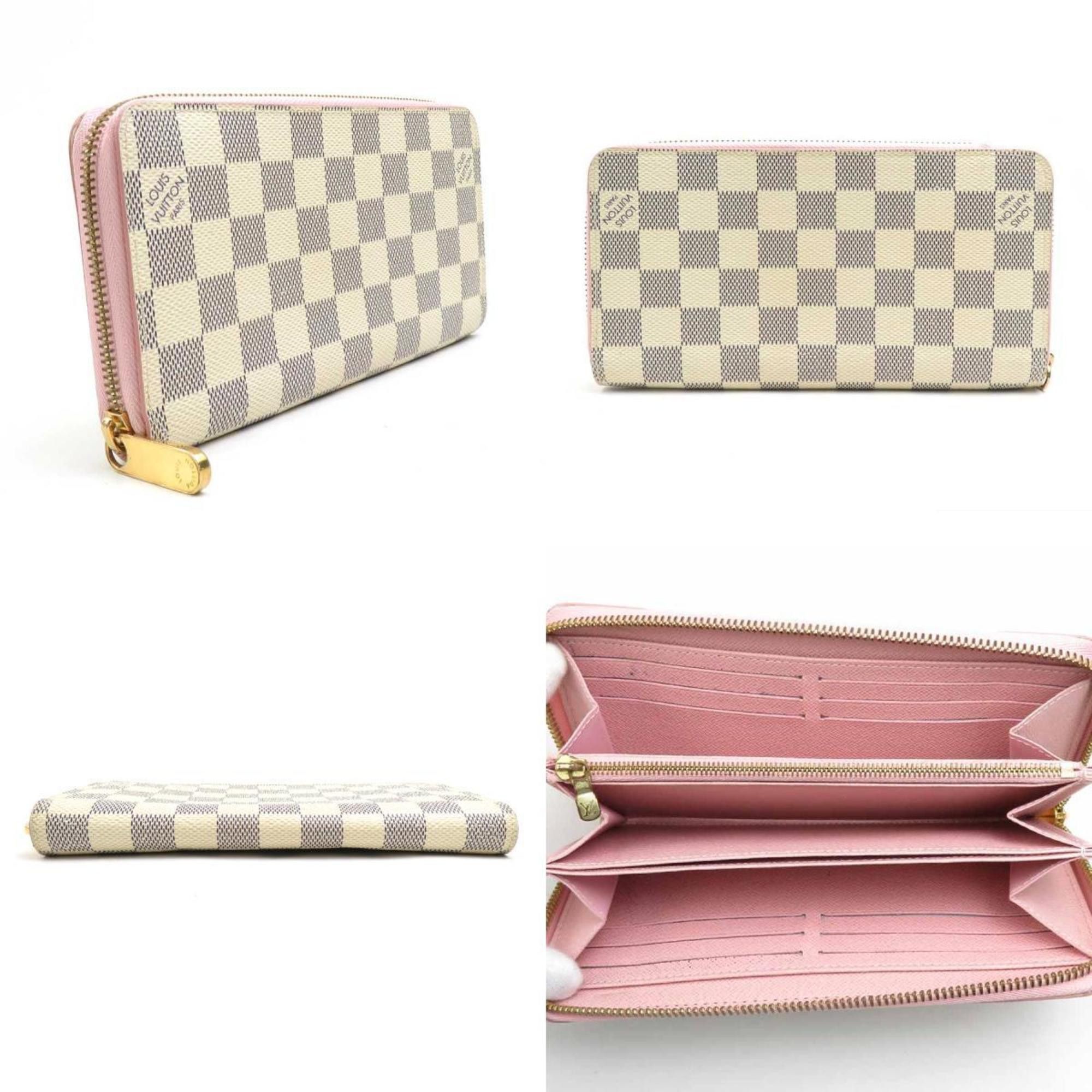 Louis Vuitton Louis Vuitton Round Long Wallet Damier Azur Zipper Canvas Azure Pink Women's e60162a Size ONE SIZE - 2 Thumbnail