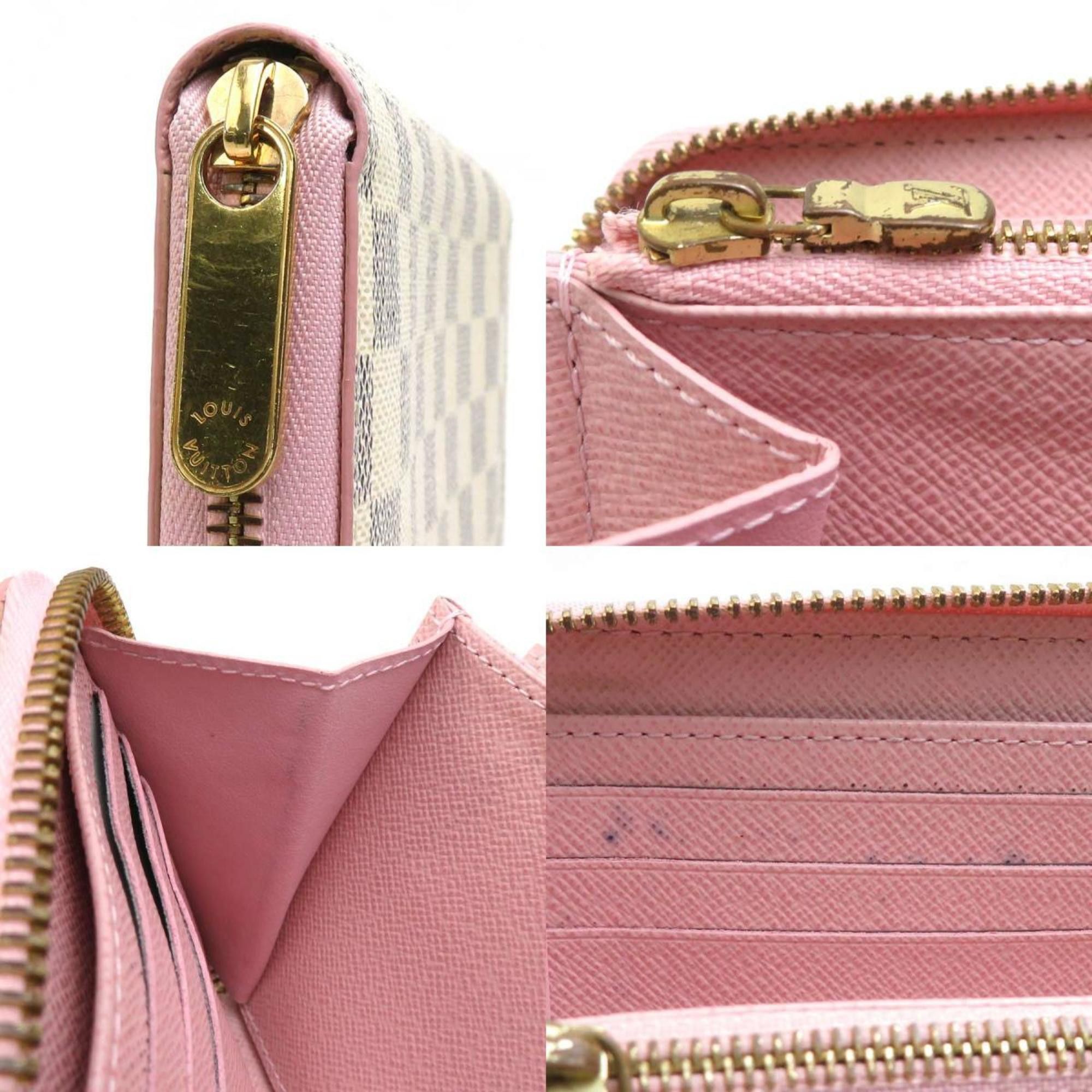 Louis Vuitton Louis Vuitton Round Long Wallet Damier Azur Zipper Canvas Azure Pink Women's e60162a Size ONE SIZE - 4 Thumbnail