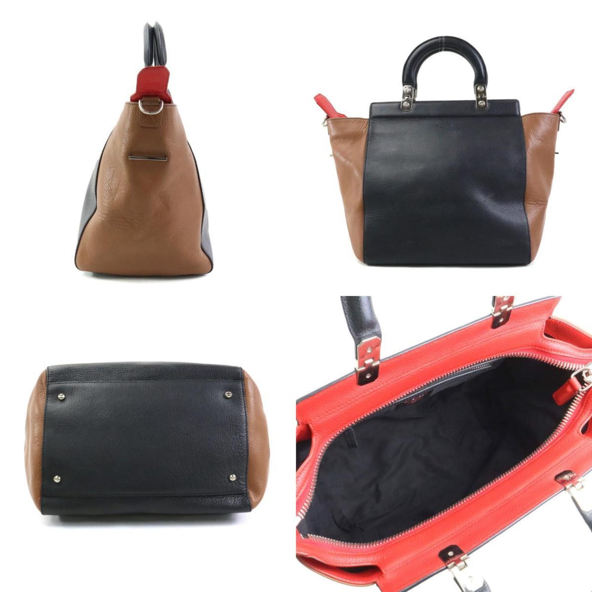 Givenchy Givenchy Handbag Shoulder Bag Leather Black x Brown Red Women's r10426a Size ONE SIZE - 2 Thumbnail