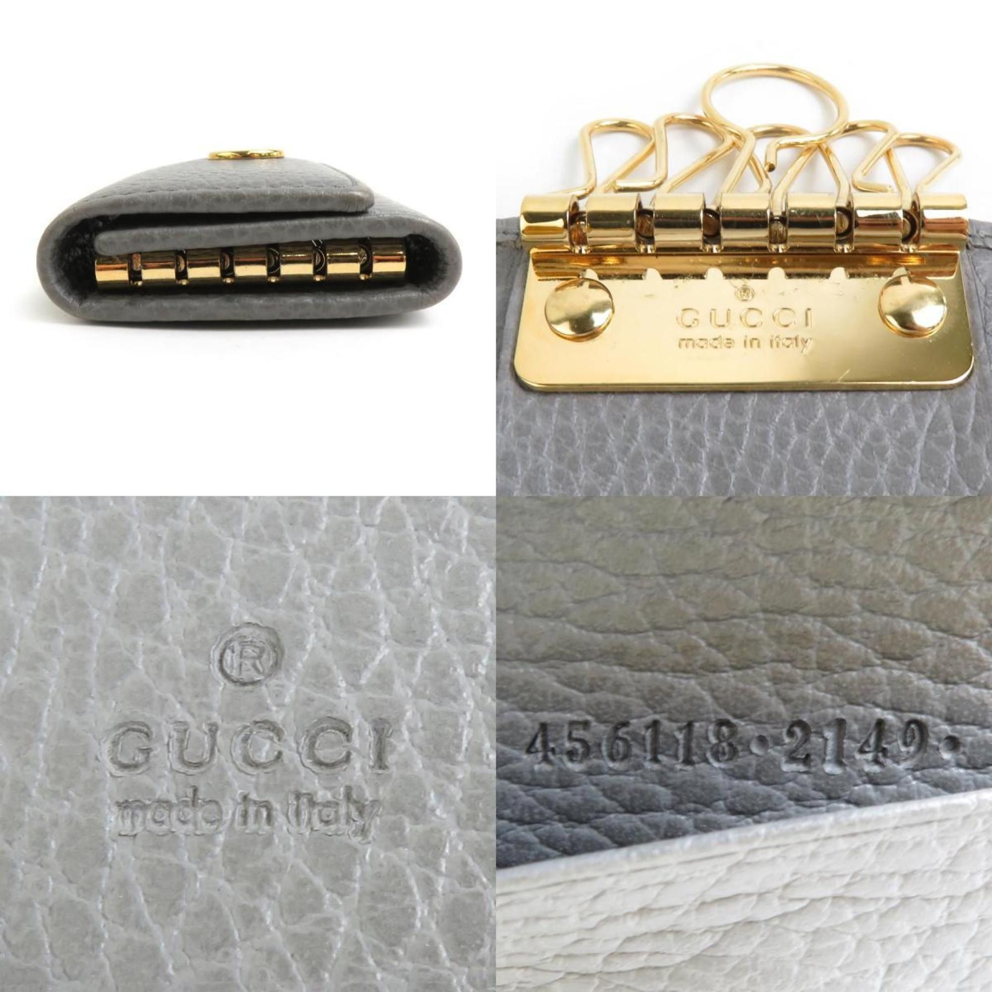 Gucci GUCCI GG Marmont key case leather metal grey gold men women 456118 e60164f Size ONE SIZE - 5 Thumbnail