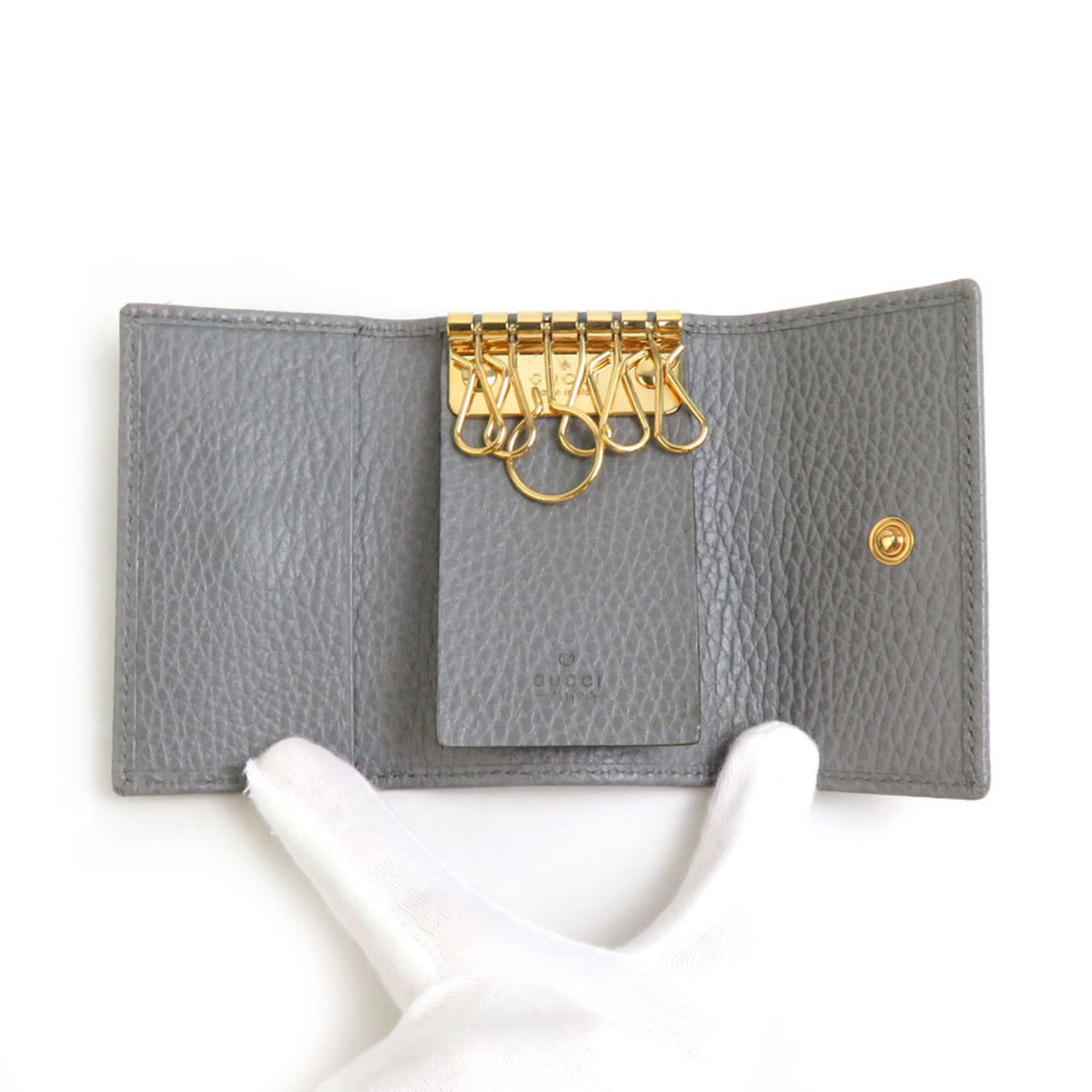 Gucci GUCCI GG Marmont key case leather metal grey gold men women 456118 e60164f Size ONE SIZE - 3 Thumbnail
