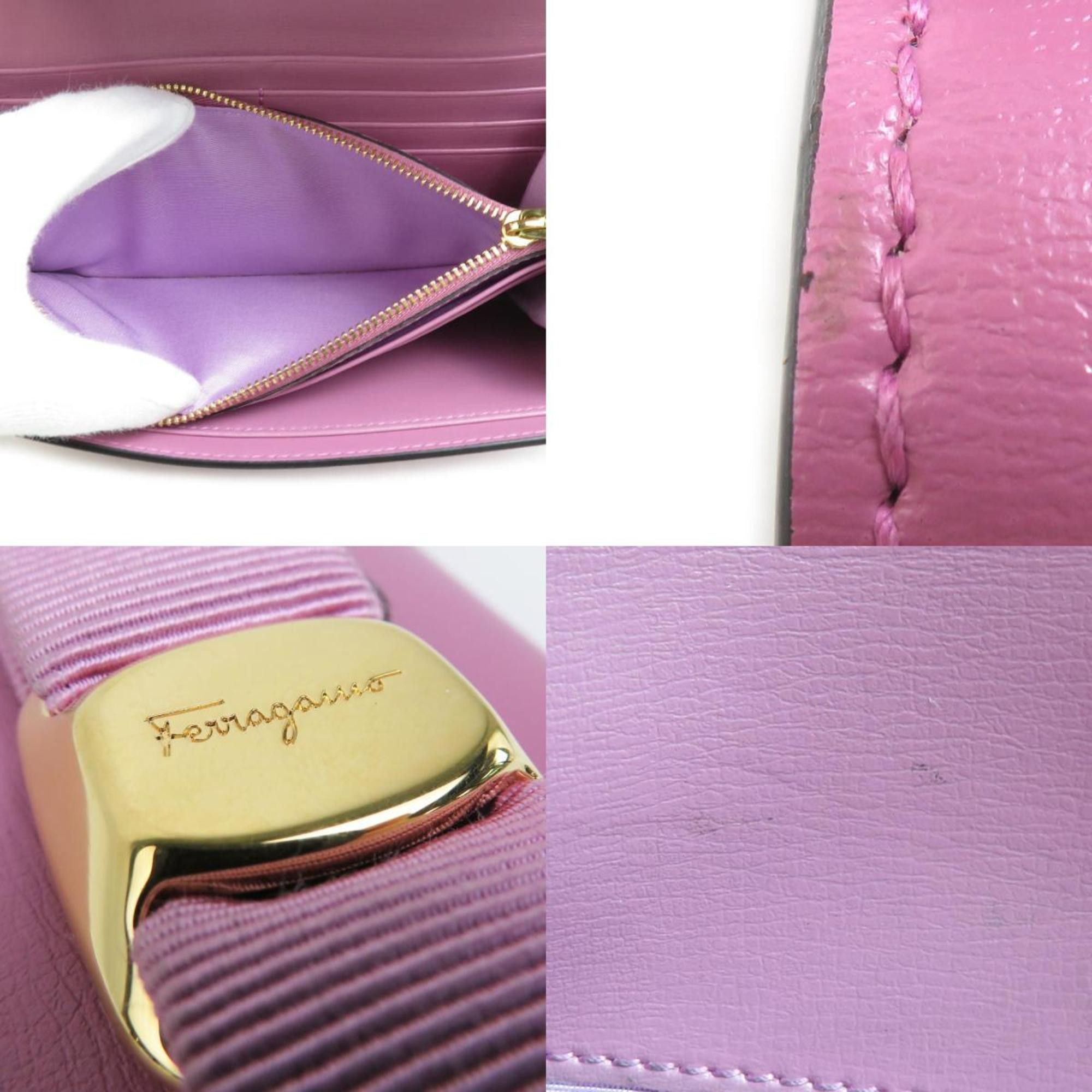 Salvatore Ferragamo Salvatore Ferragamo Long Wallet Vara Ribbon Leather Purple Women's h30981a Size ONE SIZE - 4 Thumbnail