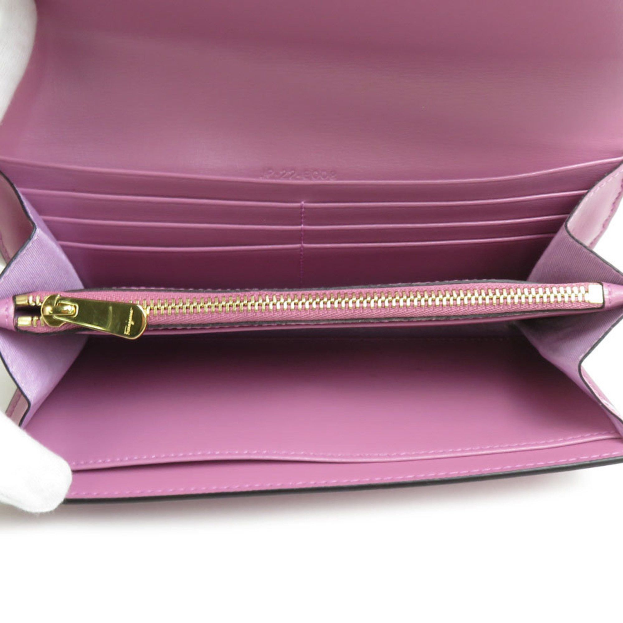 Salvatore Ferragamo Salvatore Ferragamo Long Wallet Vara Ribbon Leather Purple Women's h30981a Size ONE SIZE - 3 Thumbnail
