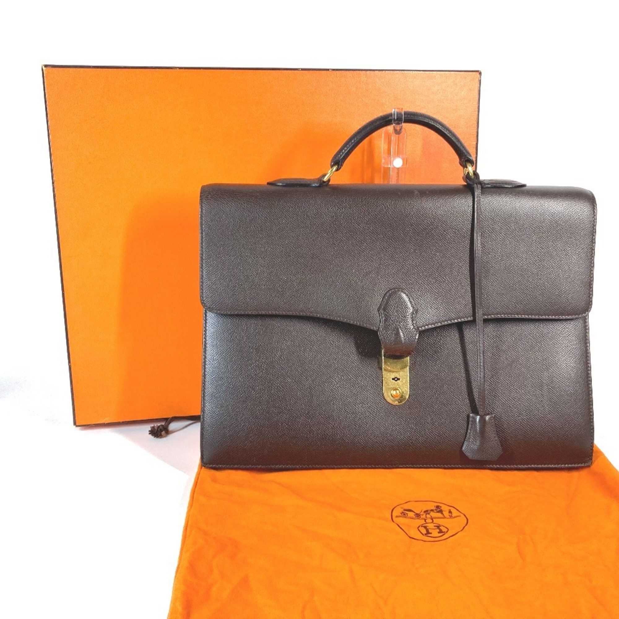 Hermes Hermes Briefcase Teril Handbag Tote Bag Document Business Leather Men's Brown Size ONE SIZE - 12 Thumbnail