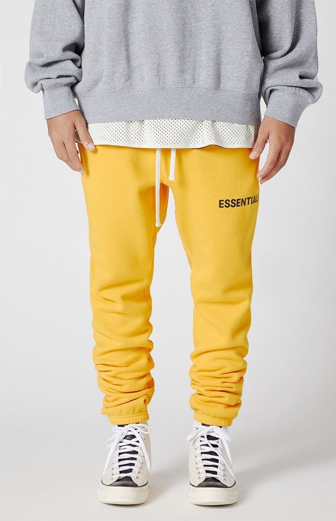 FOG Fear of God Pacsun NWT FOG ESSENTIALS Graphic Sweatpants YELLOW Grailed