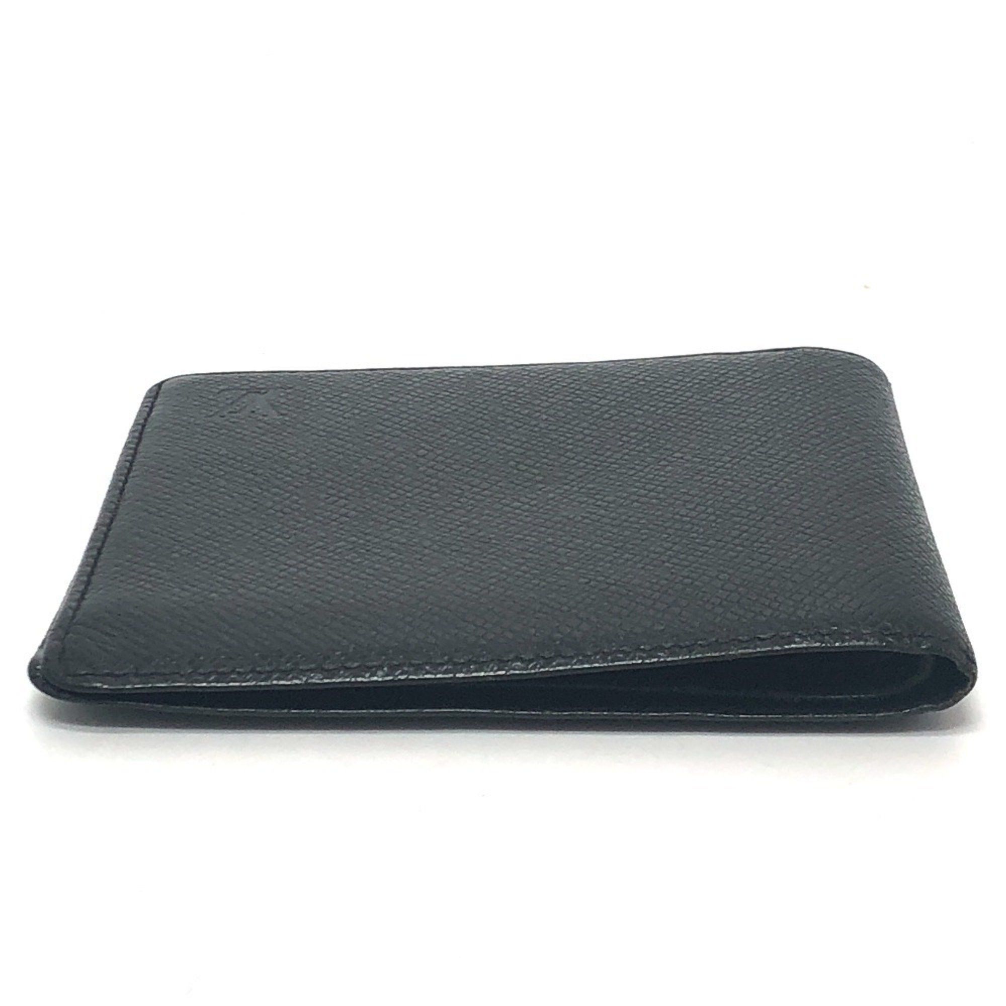 Louis Vuitton LOUIS VUITTON M30462 Porte-Vieux Carte Credit Wallet Mini Bi-fold Taiga Leather Men's Ardoise Black Size ONE SIZE - 4 Thumbnail