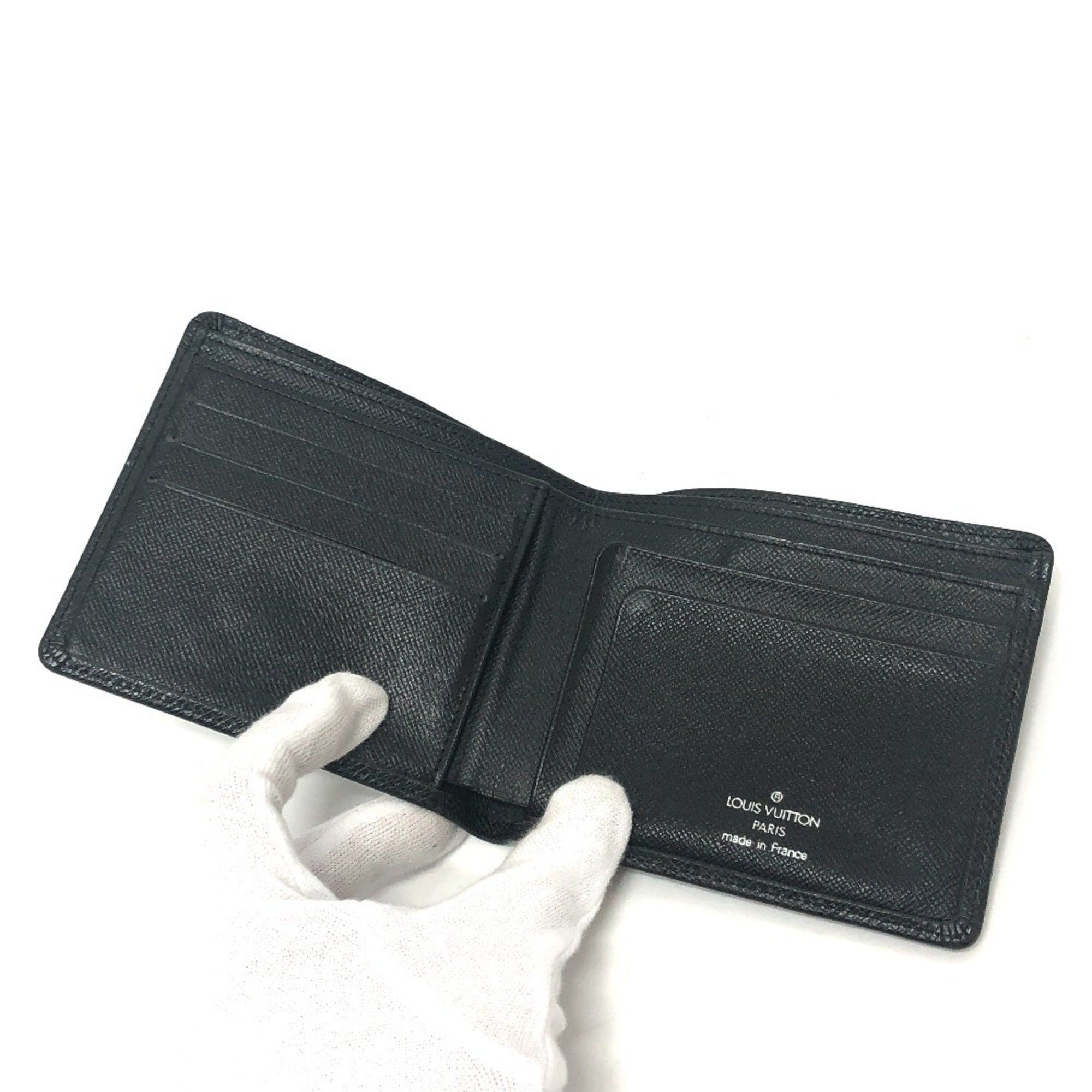 Louis Vuitton LOUIS VUITTON M30462 Porte-Vieux Carte Credit Wallet Mini Bi-fold Taiga Leather Men's Ardoise Black Size ONE SIZE - 7 Thumbnail