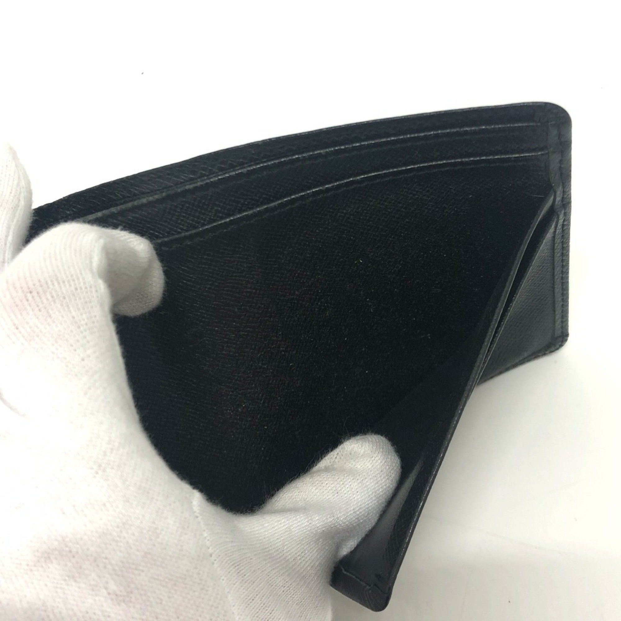 Louis Vuitton LOUIS VUITTON M30462 Porte-Vieux Carte Credit Wallet Mini Bi-fold Taiga Leather Men's Ardoise Black Size ONE SIZE - 12 Thumbnail