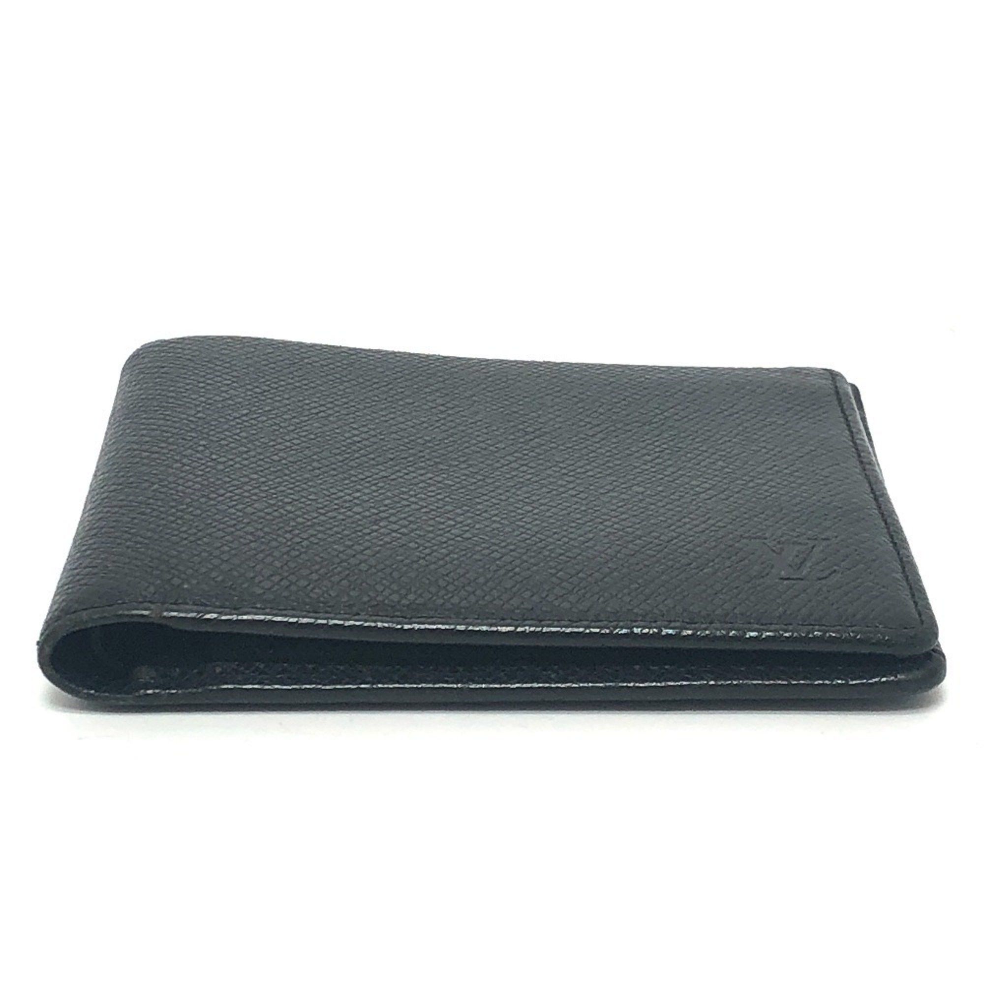 Louis Vuitton LOUIS VUITTON M30462 Porte-Vieux Carte Credit Wallet Mini Bi-fold Taiga Leather Men's Ardoise Black Size ONE SIZE - 3 Thumbnail